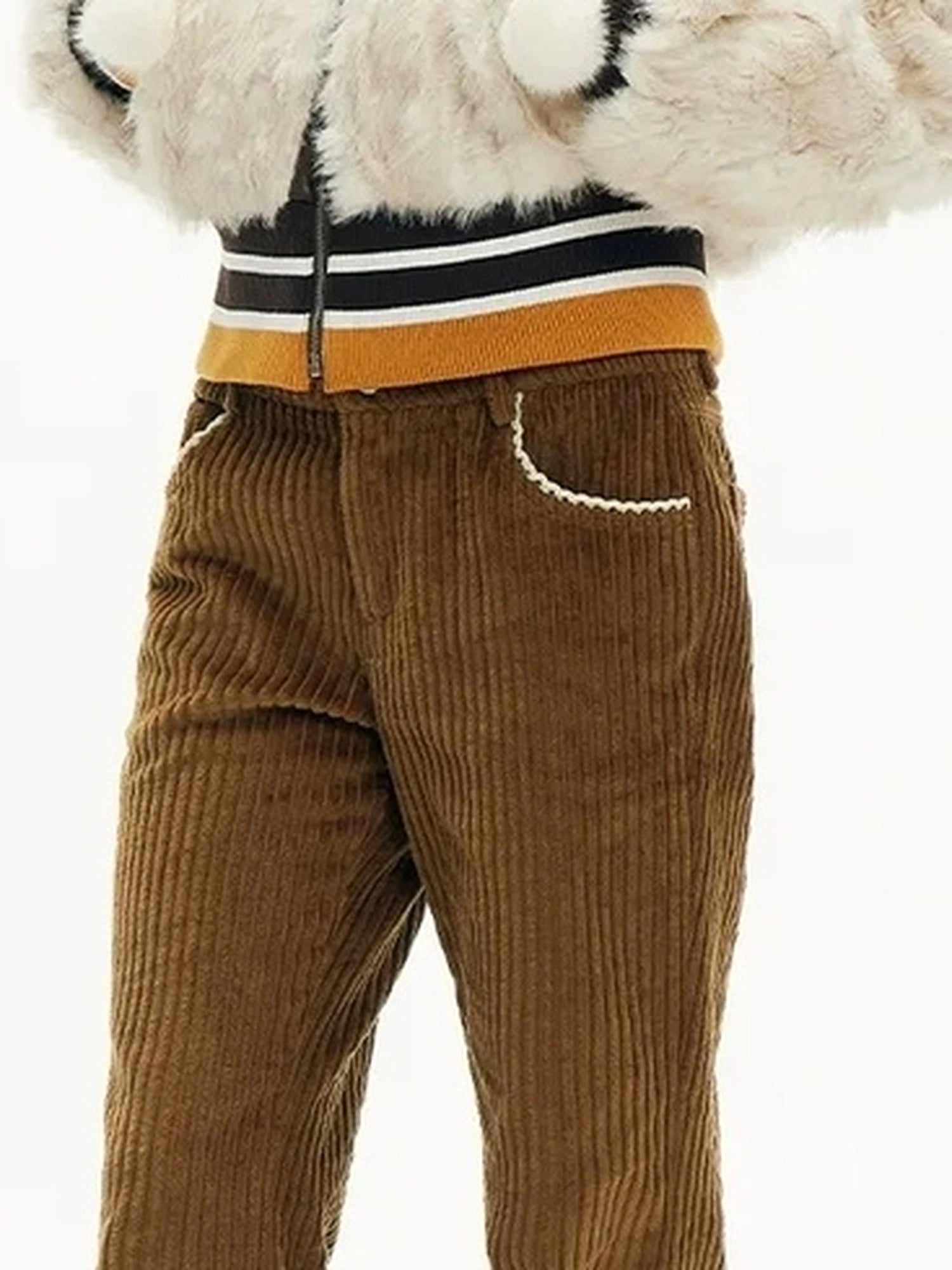 Winter Lace Waist Corduroy Flare Pants