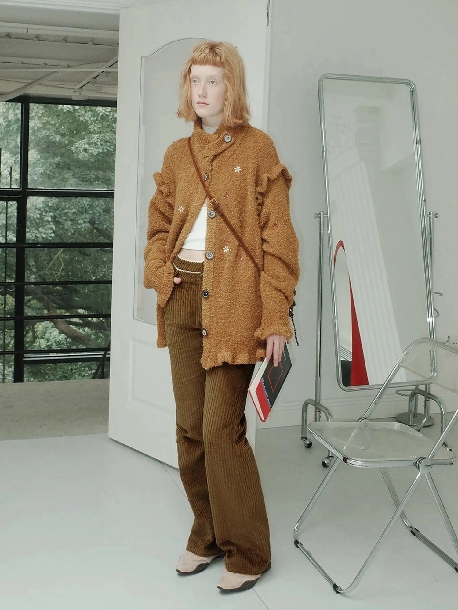 Winter Lace Waist Corduroy Flare Pants