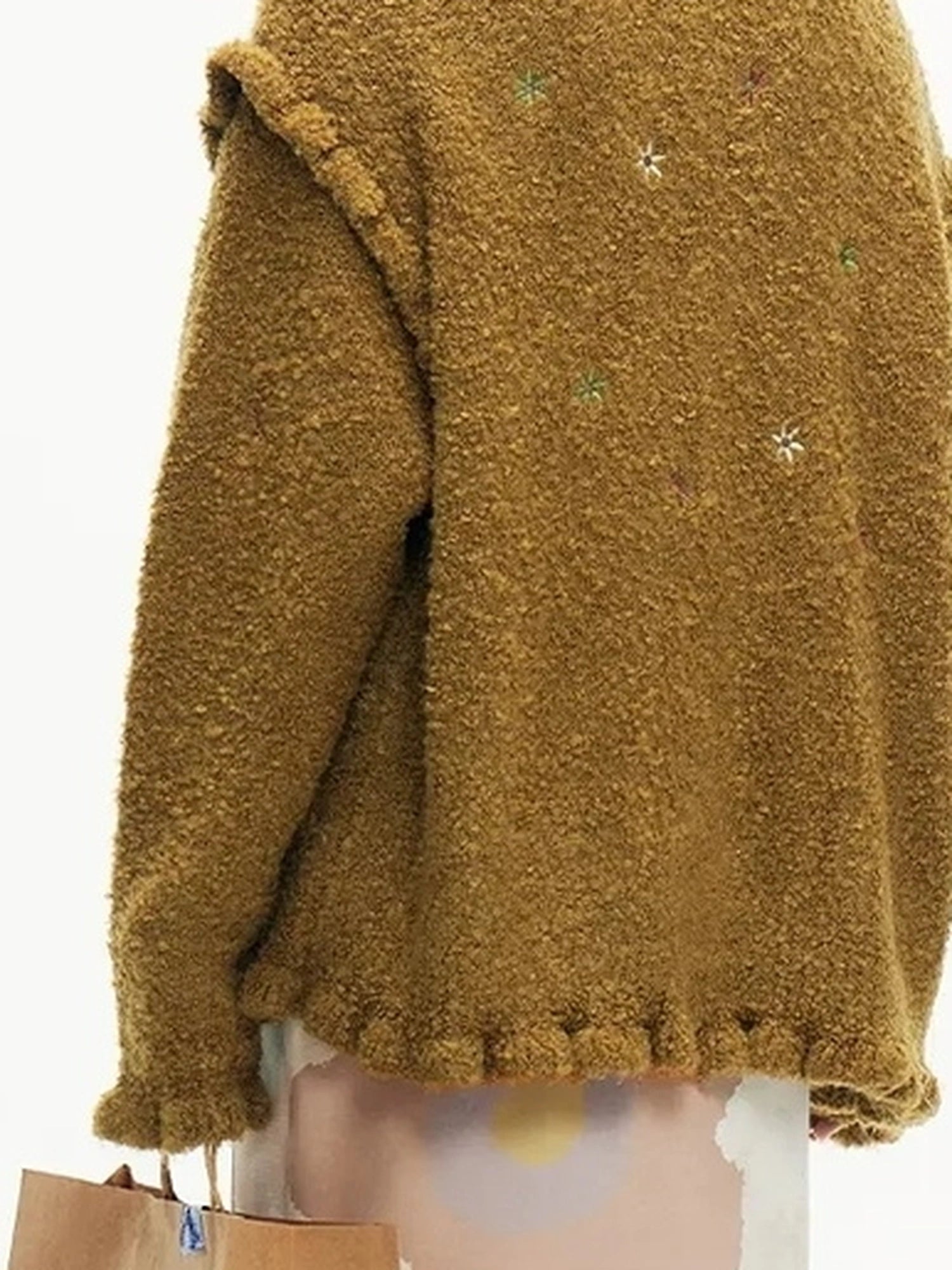 OuttheBlue Winter Wool Blend Embroidered Cardigan