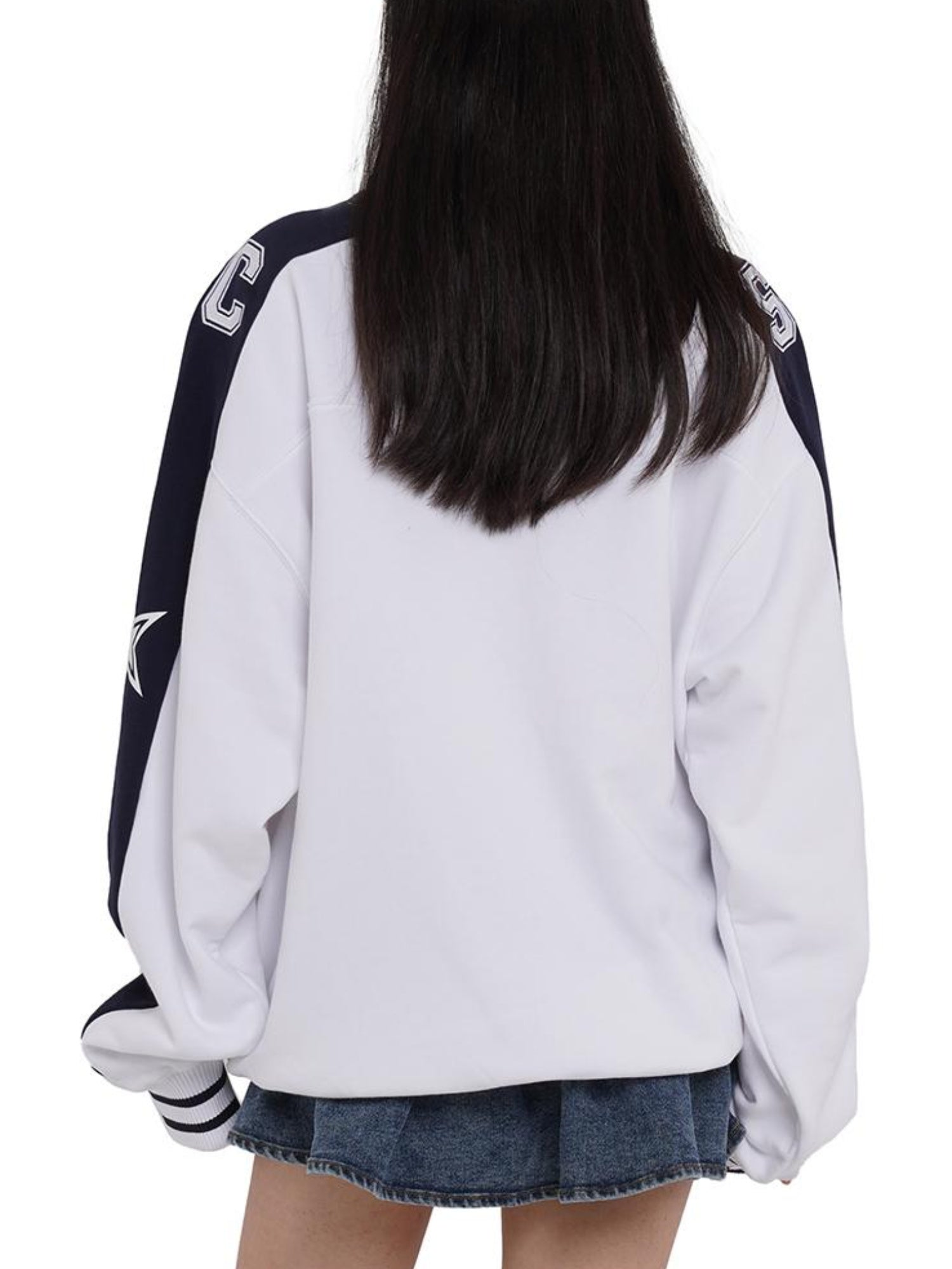 SweetChilling Oversize Rugby Embroidered Print Fleece Hoodie