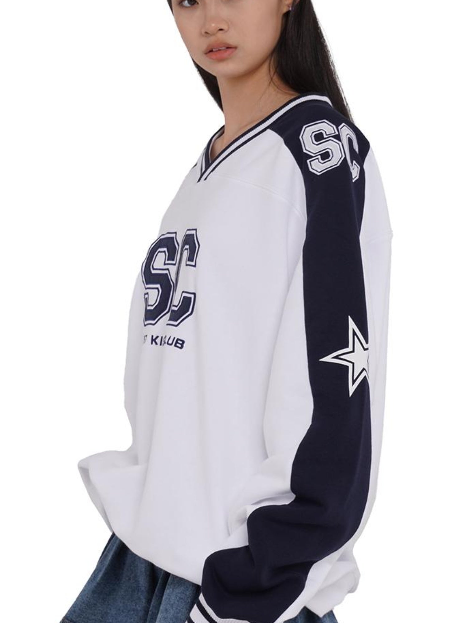 SweetChilling Oversize Rugby Embroidered Print Fleece Hoodie