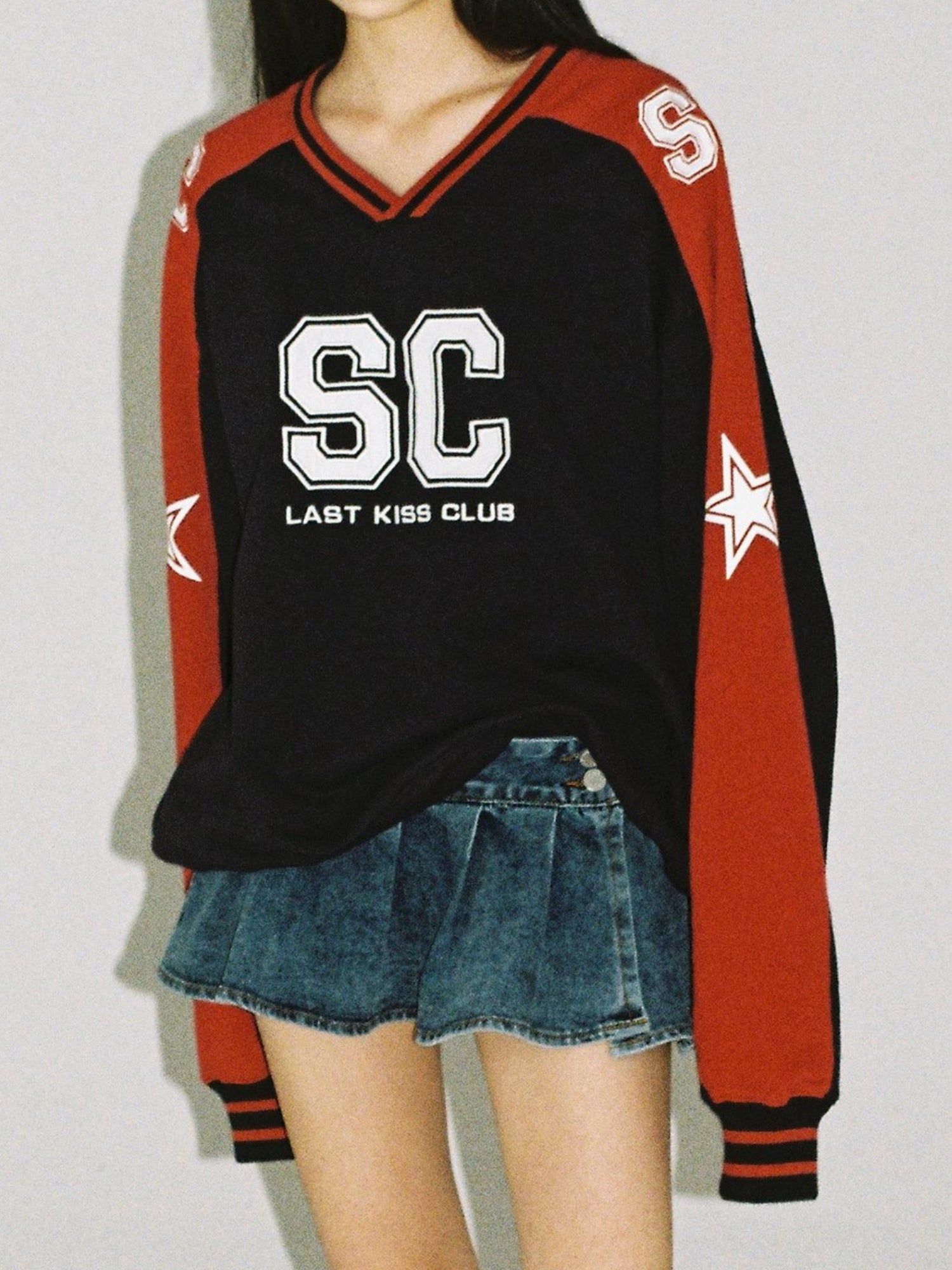SweetChilling Oversize Rugby Embroidered Print Fleece Hoodie
