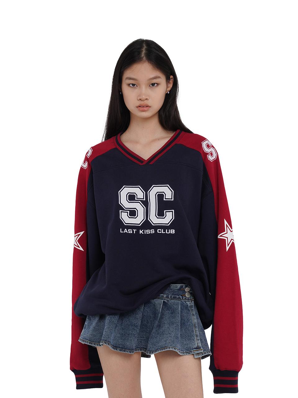 SweetChilling Oversize Rugby Embroidered Print Fleece Hoodie