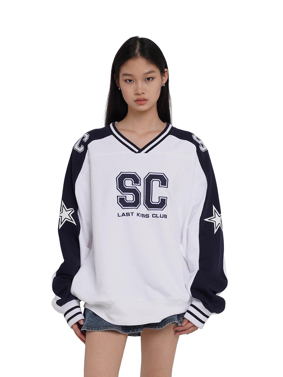 SweetChilling Oversize Rugby Embroidered Print Fleece Hoodie