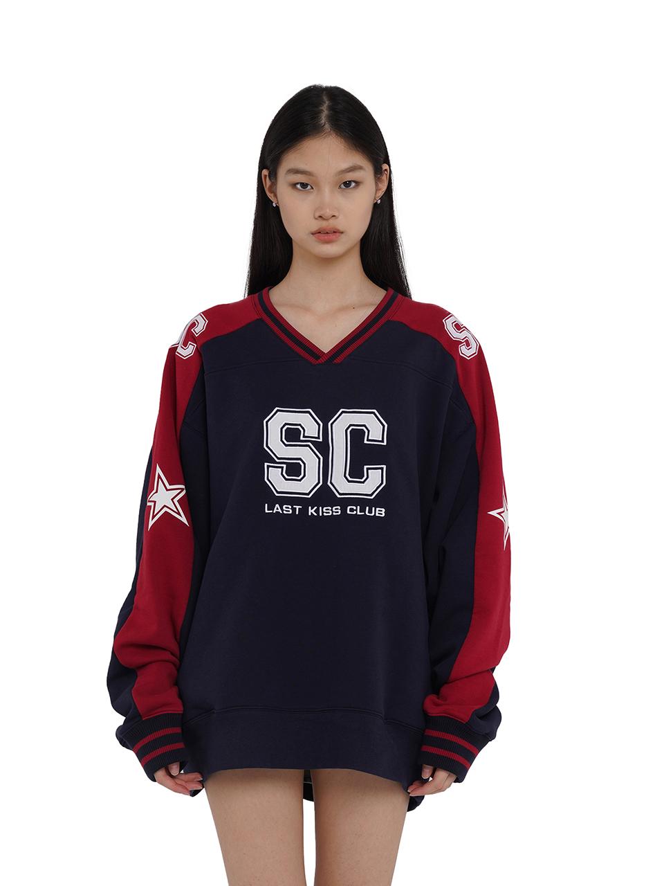 SweetChilling Oversize Rugby Embroidered Print Fleece Hoodie