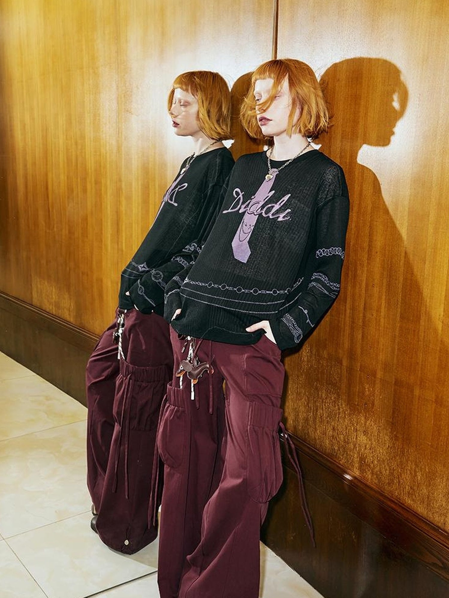 DIDDI MODA Oversized Cargo Pants With Drawstring And Pockets