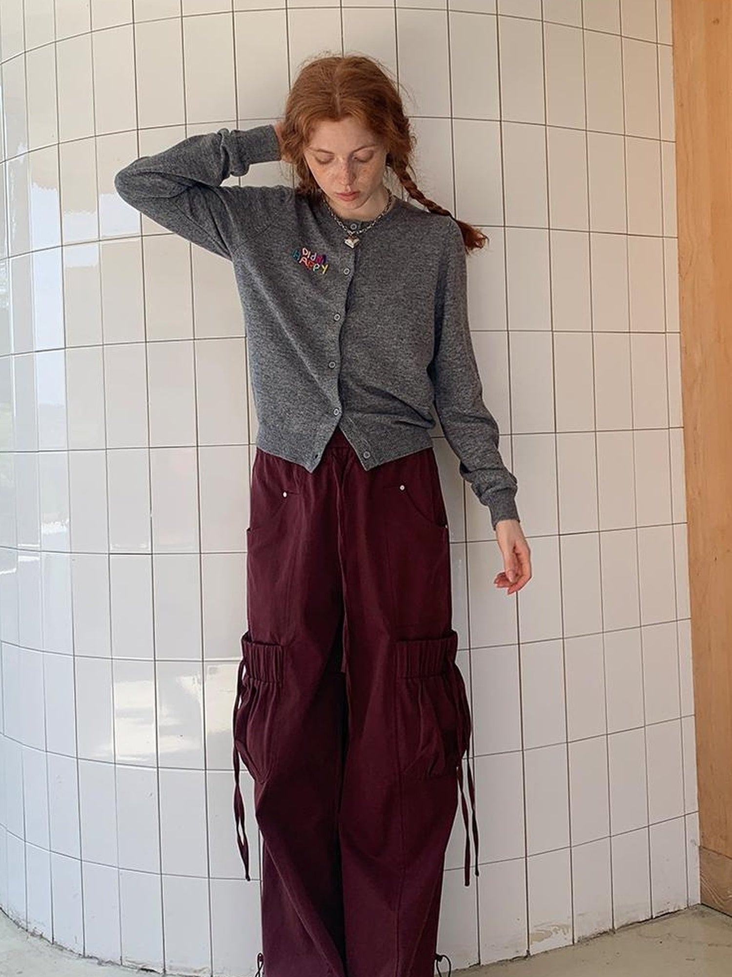 DIDDI MODA Oversized Cargo Pants With Drawstring And Pockets