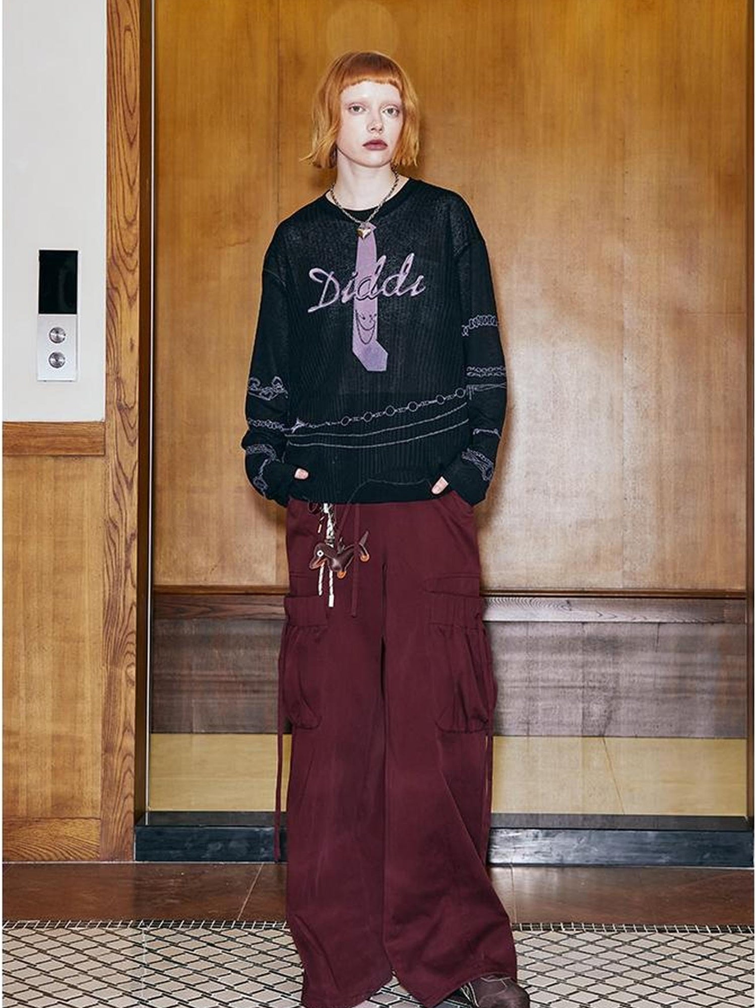 DIDDI MODA Oversized Cargo Pants With Drawstring And Pockets