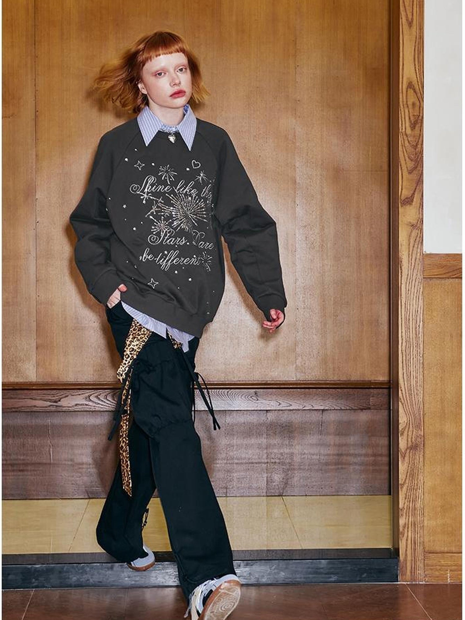 DIDDI MODA Oversized Cargo Pants With Drawstring And Pockets