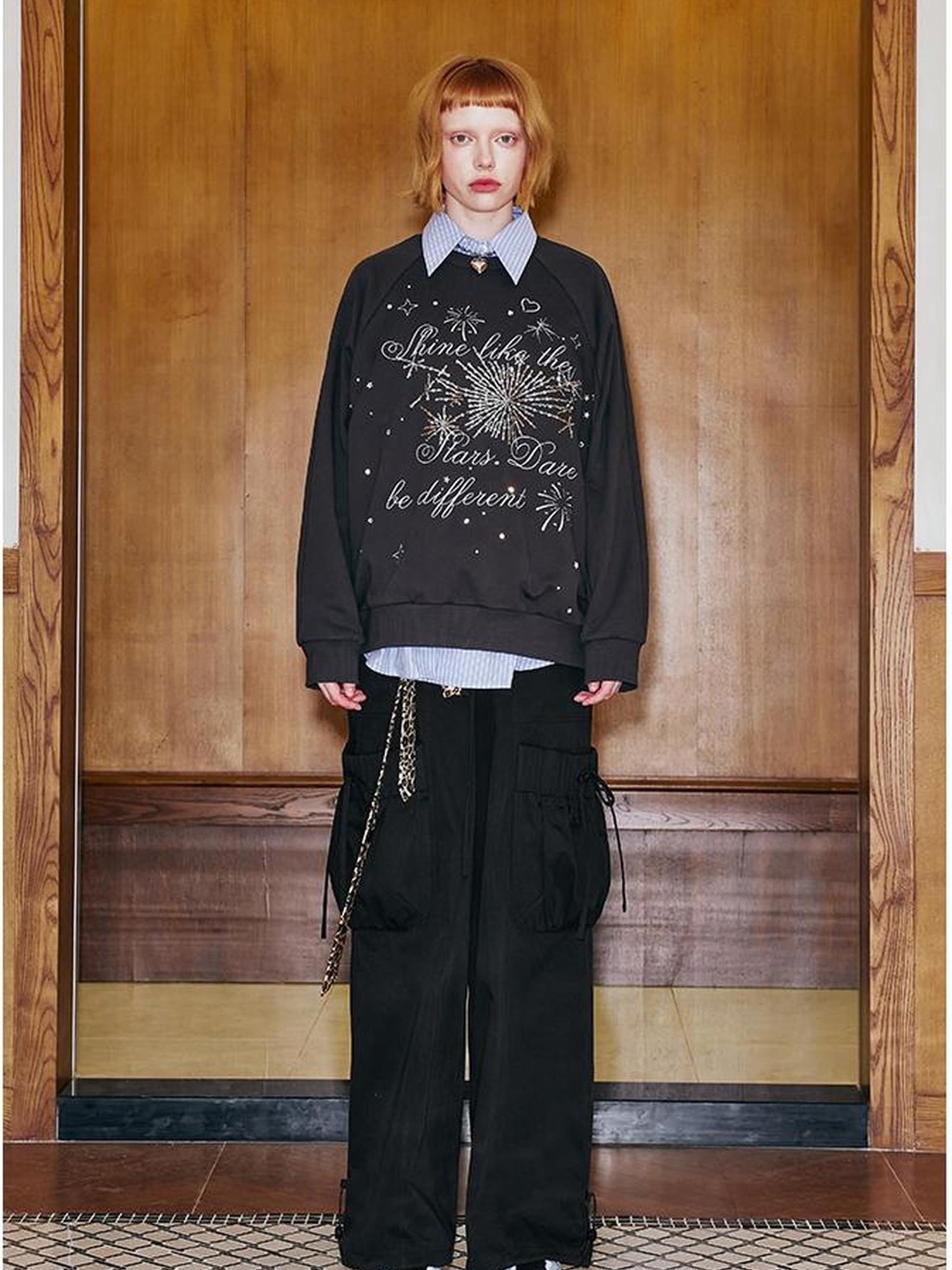 DIDDI MODA Oversized Cargo Pants With Drawstring And Pockets