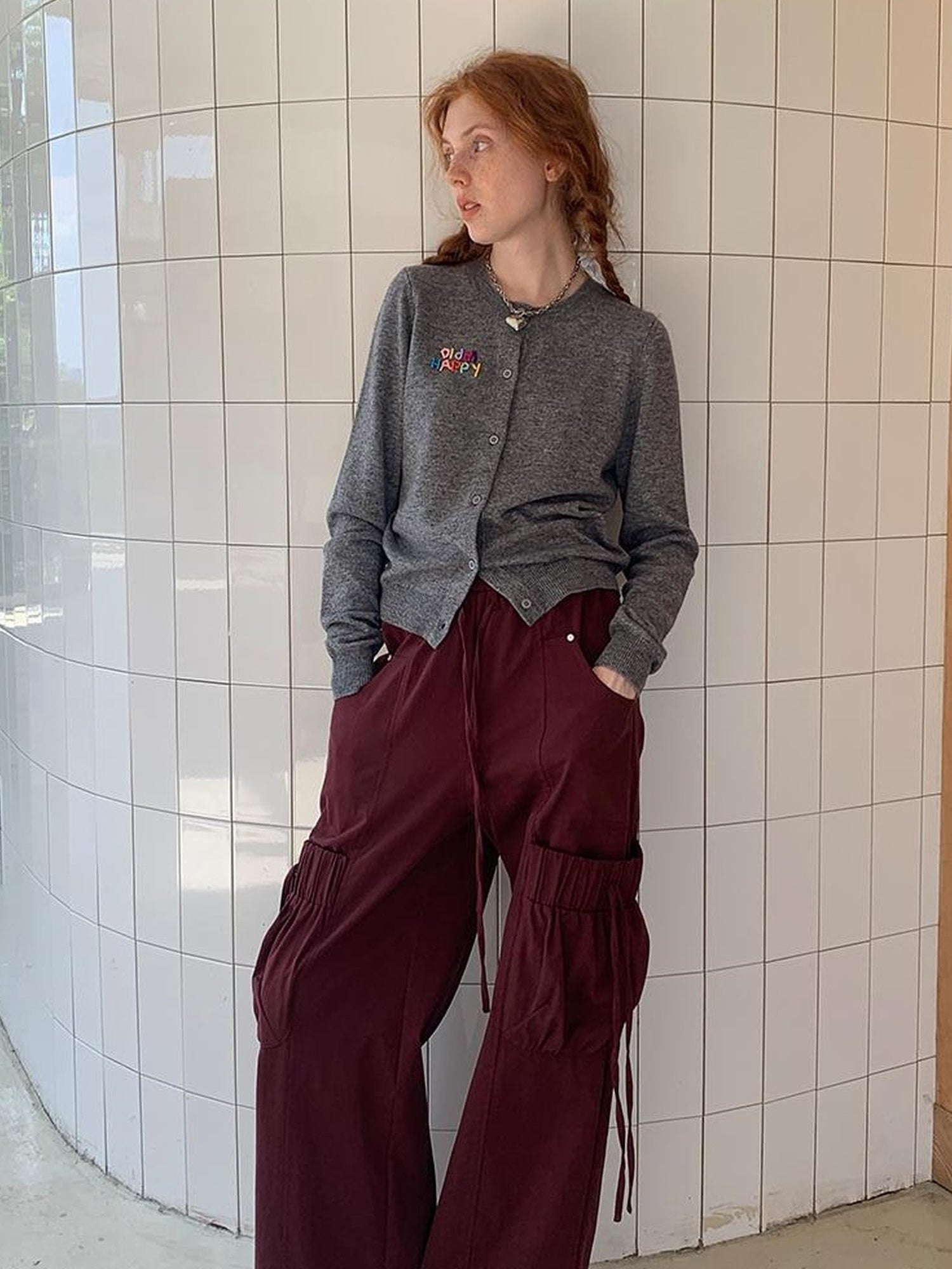 DIDDI MODA Oversized Cargo Pants With Drawstring And Pockets