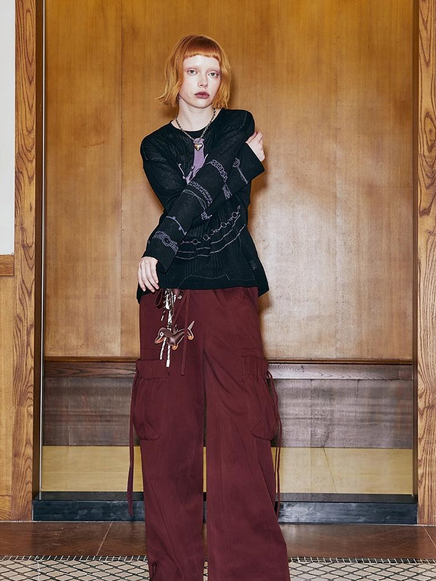 DIDDI MODA Oversized Cargo Pants With Drawstring And Pockets