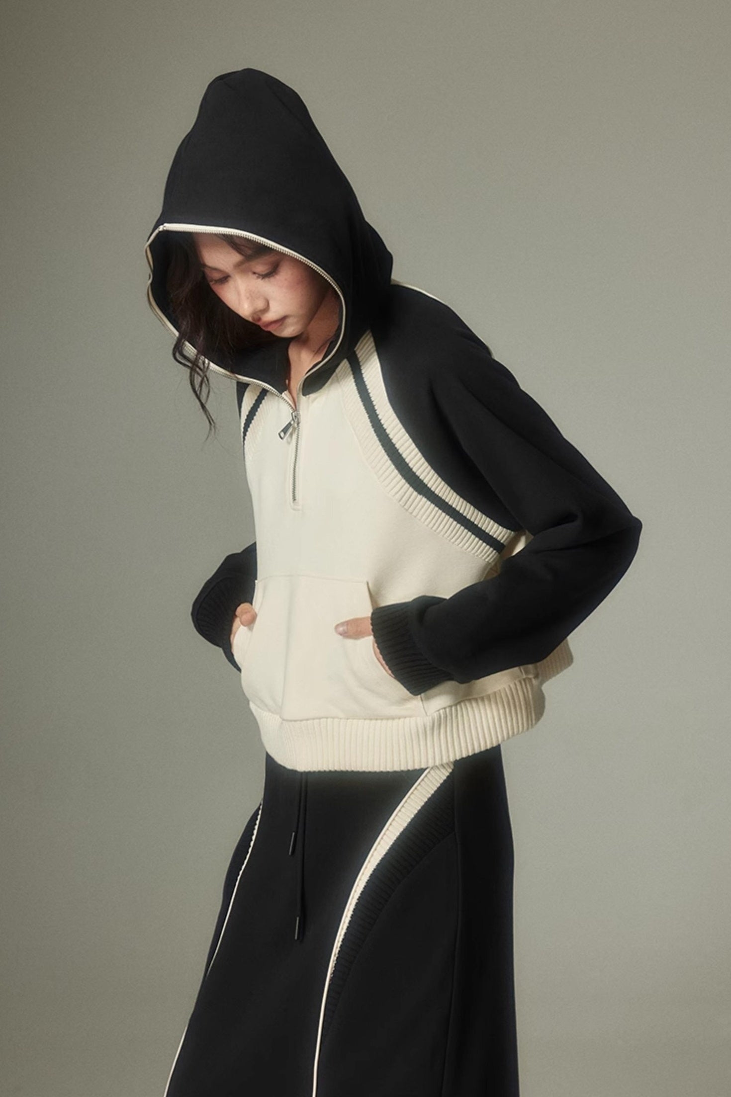DIDDI MODA Oversized Hoodie Skirt Set Cozy Drop Shoulder Casual Outfit