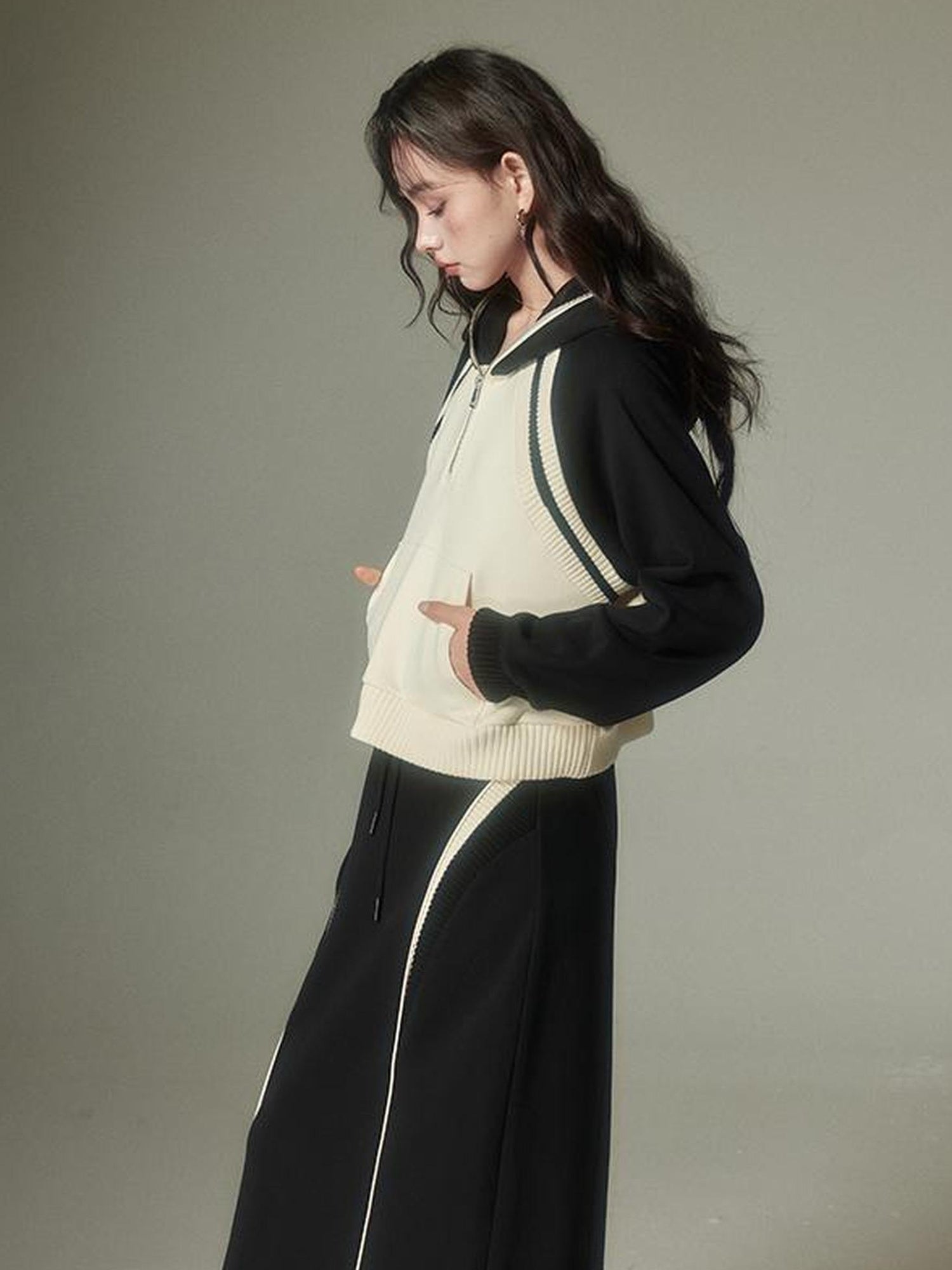DIDDI MODA Oversized Hoodie Skirt Set Cozy Drop Shoulder Casual Outfit