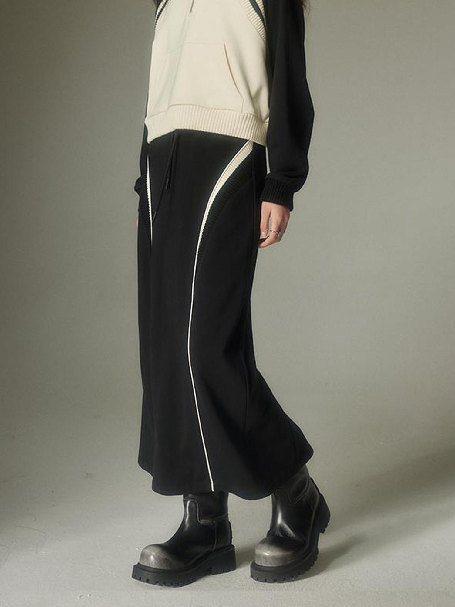 DIDDI MODA Oversized Hoodie Skirt Set Cozy Drop Shoulder Casual Outfit