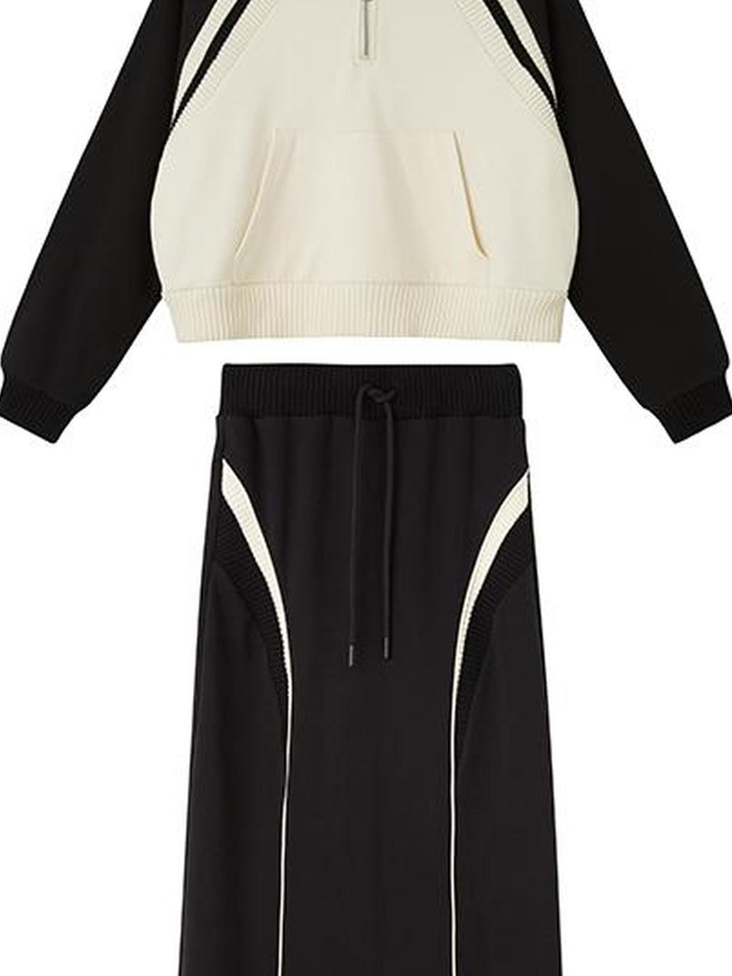 DIDDI MODA Oversized Hoodie Skirt Set Cozy Drop Shoulder Casual Outfit
