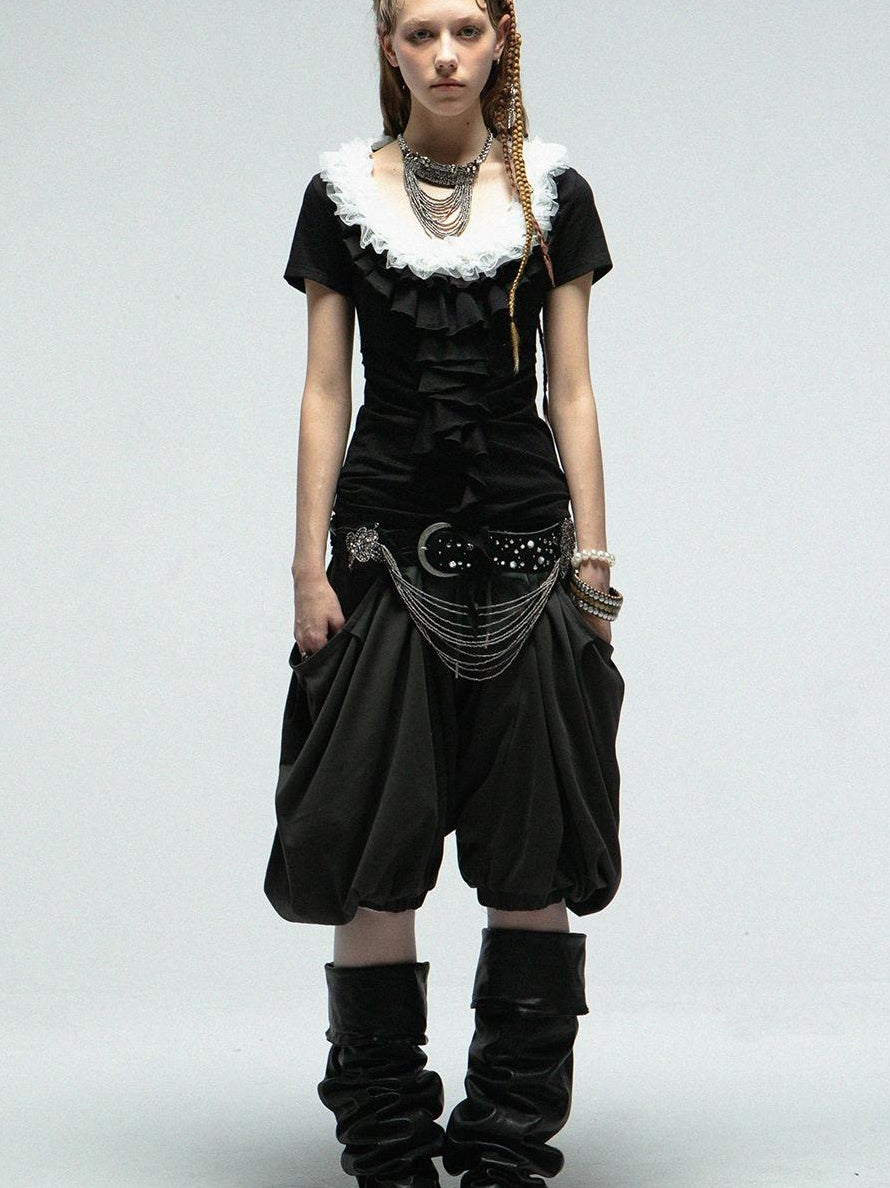 DoublePunch Oversized Pocket Pirate Hoodie Harem Cargo Culottes Skirt Pants