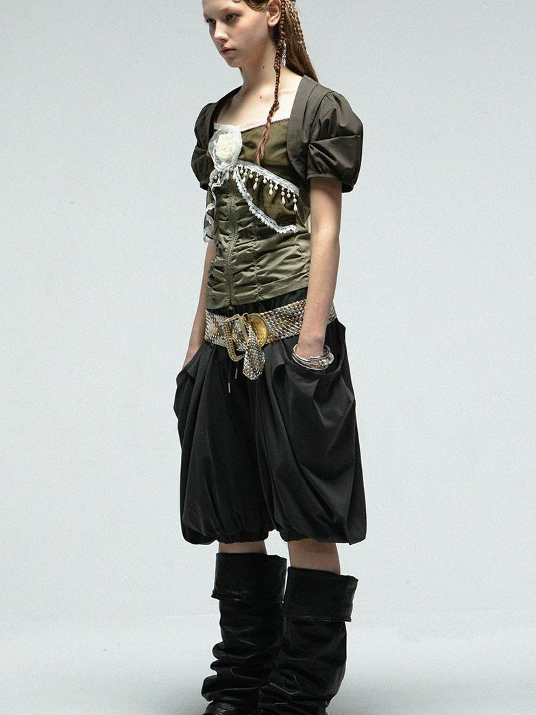 DoublePunch Oversized Pocket Pirate Hoodie Harem Cargo Culottes Skirt Pants