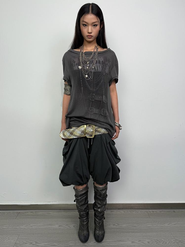 DoublePunch Oversized Pocket Pirate Hoodie Harem Cargo Culottes Skirt Pants