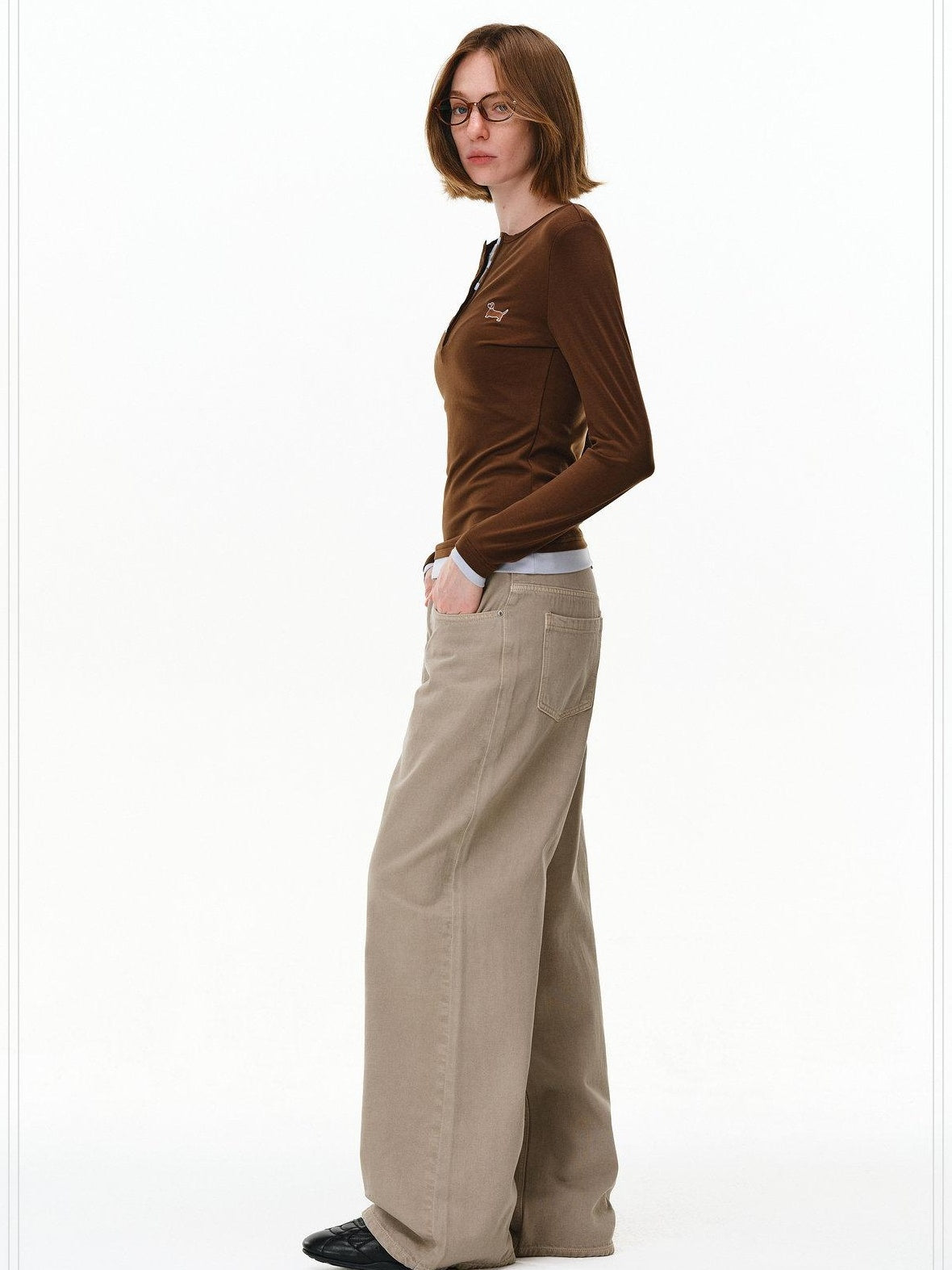 PCLP Durable Mid Rise Straight Leg Oatmeal Women Everyday Slight Stretch Jeans