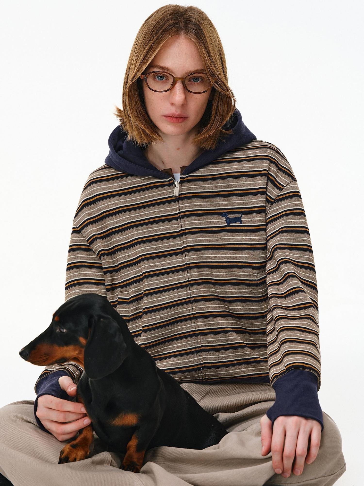 PCLP Warm Striped Cotton Blend Open Front Youthful Regular Fit Women Daily Jacket