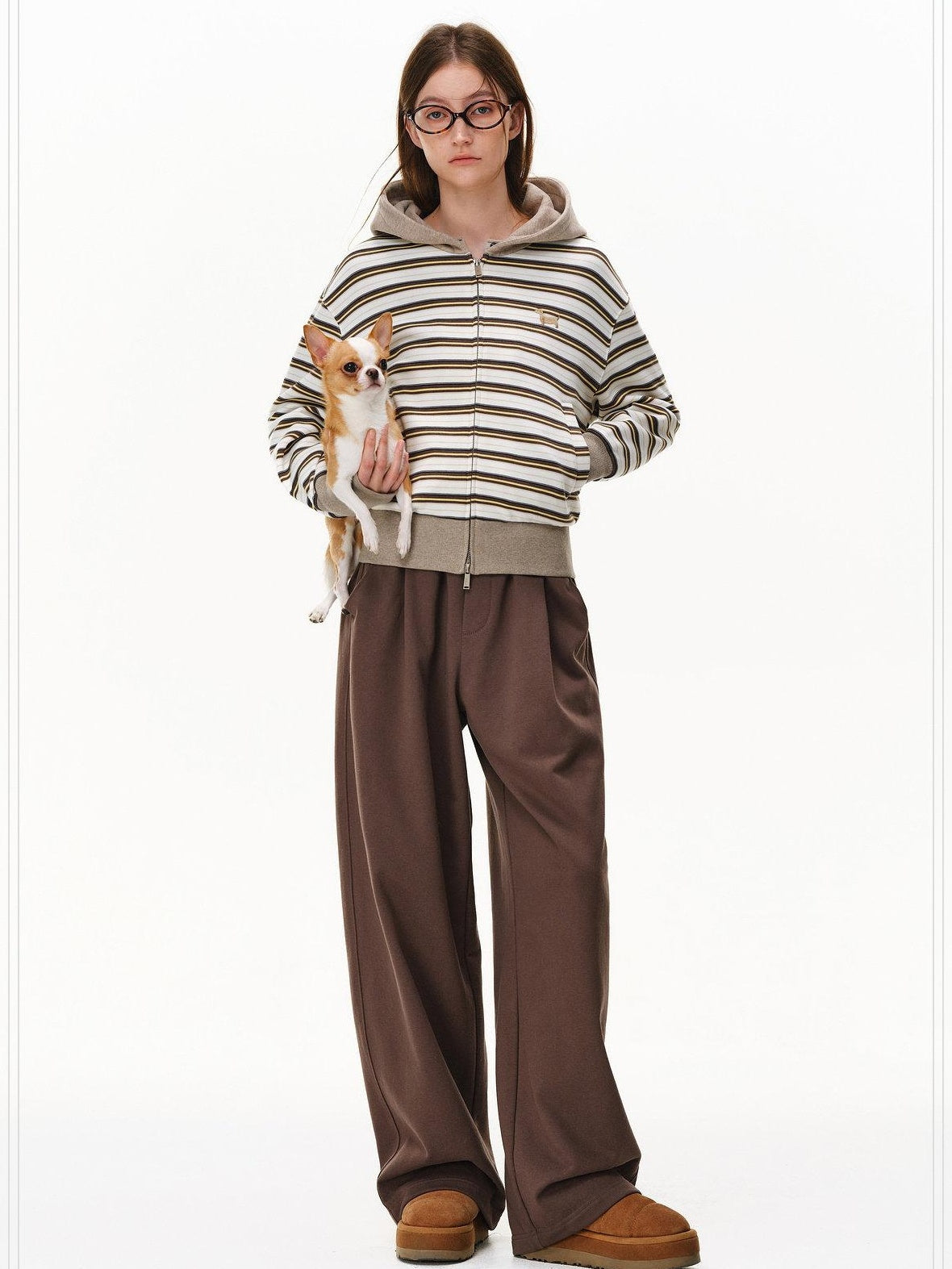 PCLP Warm Striped Cotton Blend Open Front Youthful Regular Fit Women Daily Jacket