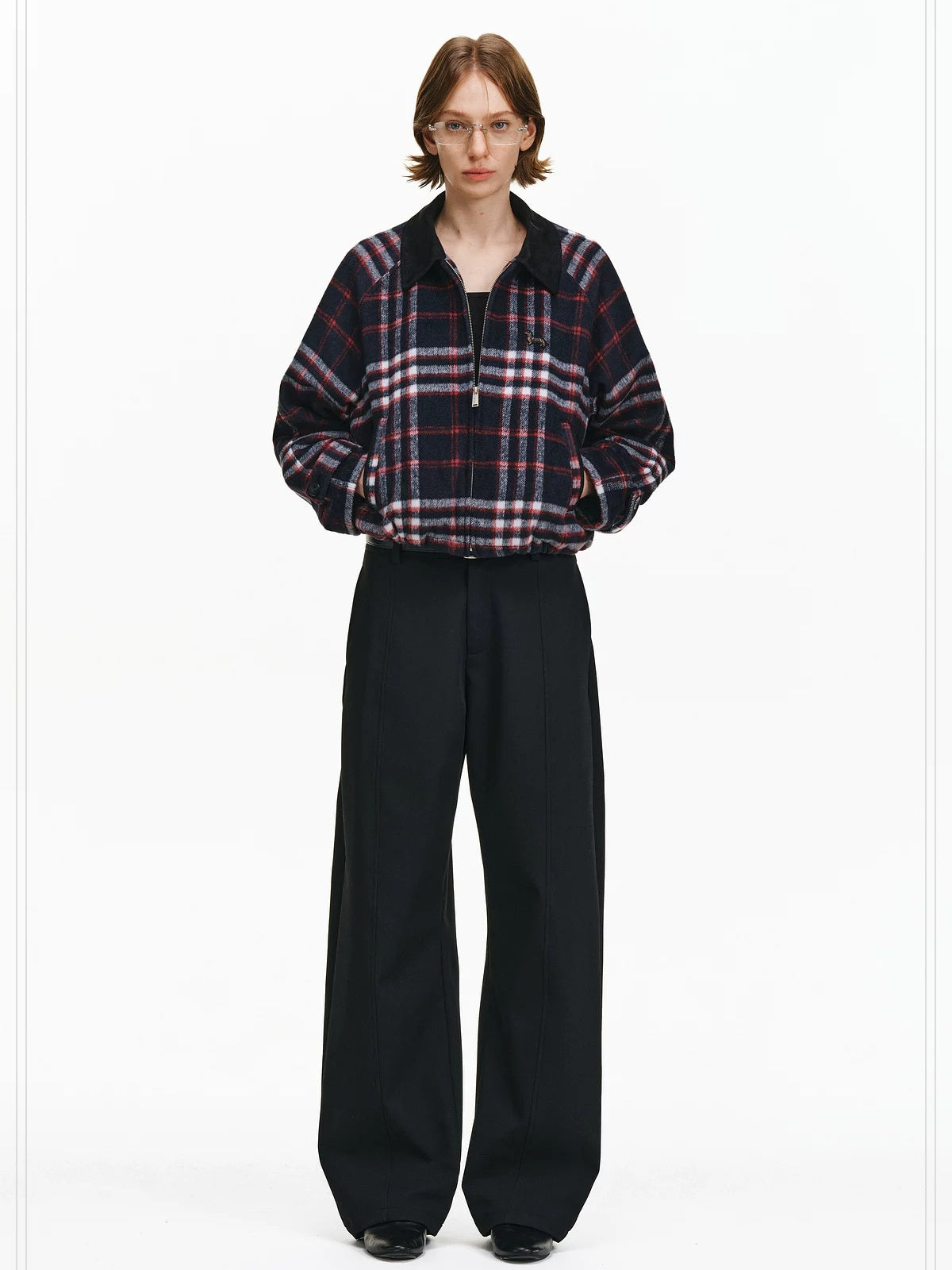 PCLP Warm Thick Polyester Youthful Small Lapel Standard Fit Women Black Jacket