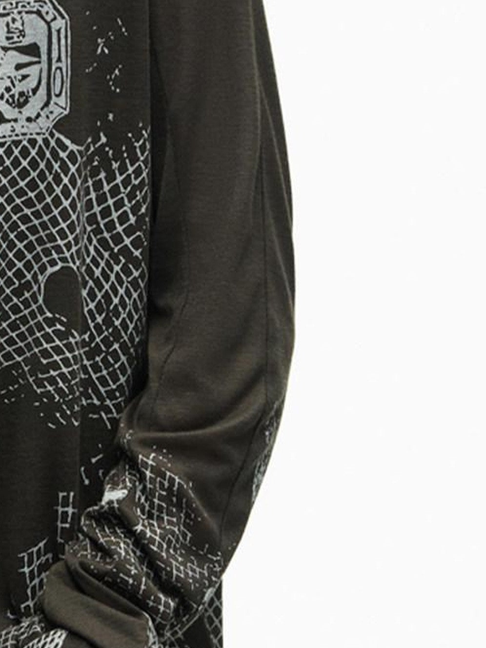 PEOPLESENSE Dark Mesh Print Distressed Gothic Henley Women&
