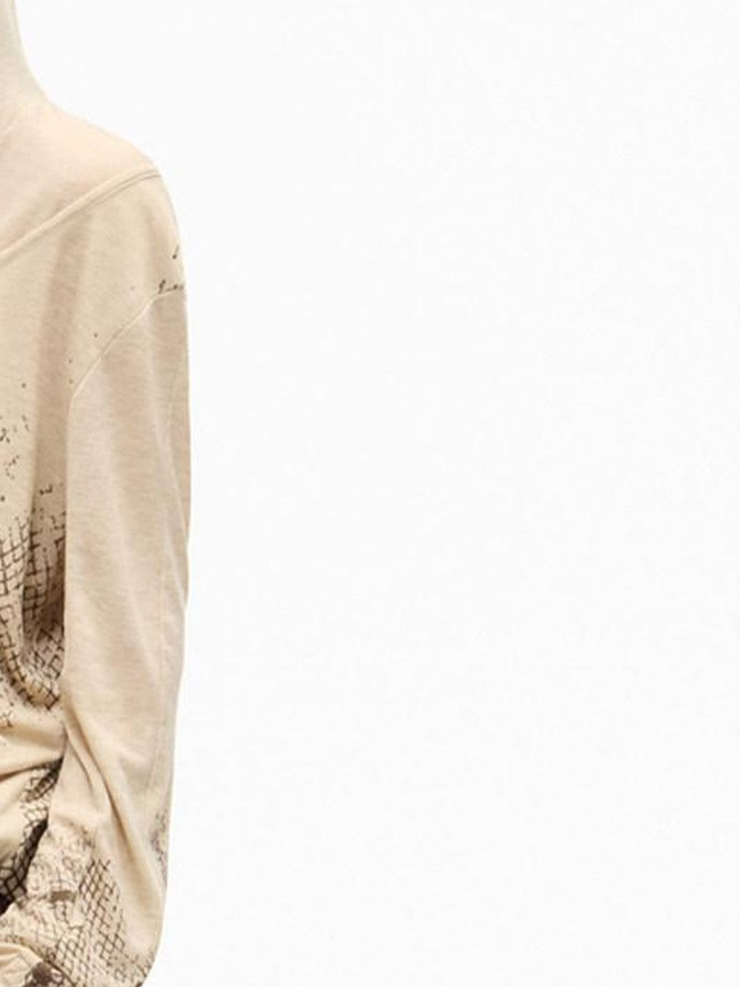 PEOPLESENSE Deconstructed Mesh Distressed Print Henley Collar Women&
