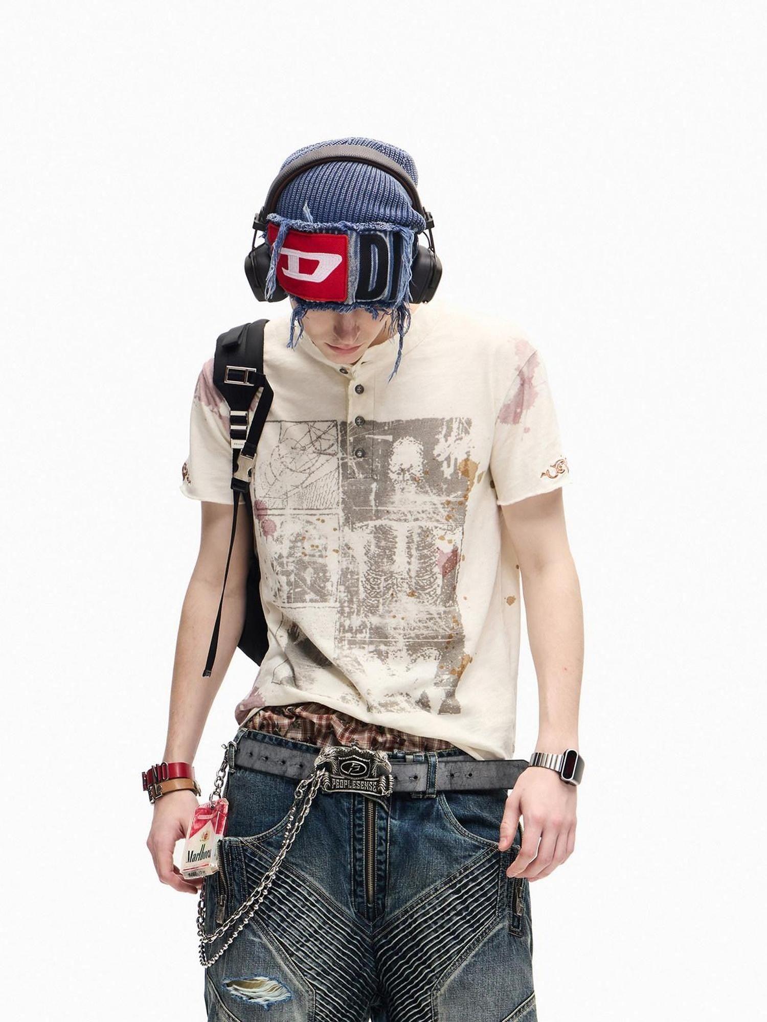 PEOPLESENSE Double Head Eagle Distressed Lettered Spray Waxed Women&