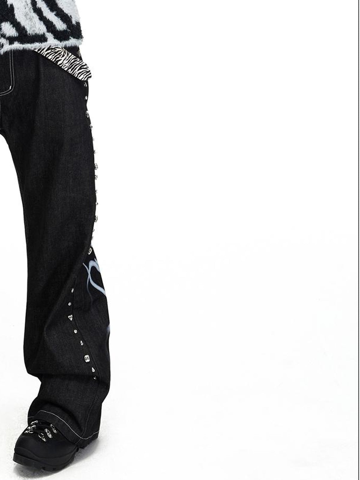 PEOPLESENSE Gradient Tiger Print Star Jacquard Loose Fit Women&