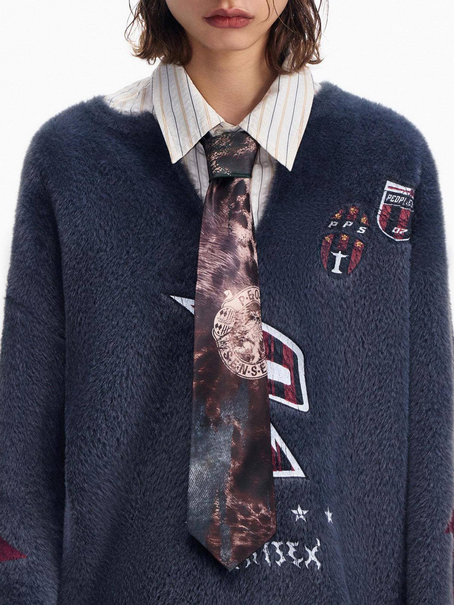 PEOPLESENSE Premium Printed Floral Wide Neck Tie Casual Dark Brown 7Cm To 12Cm Accessories