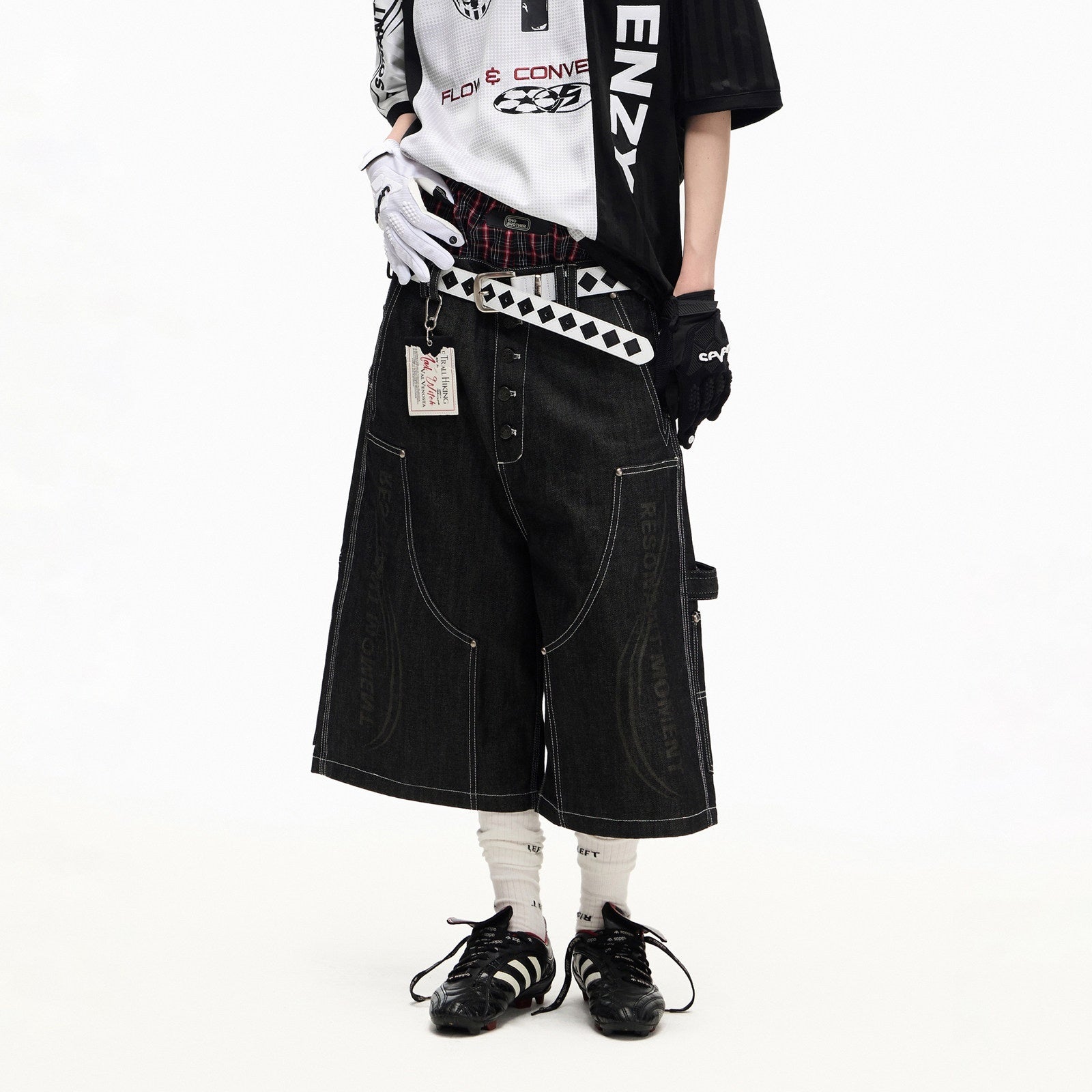 PEOPLESENSE_Red_Selvage_Patchwork_Laser_Print_Button_Fly_Women&