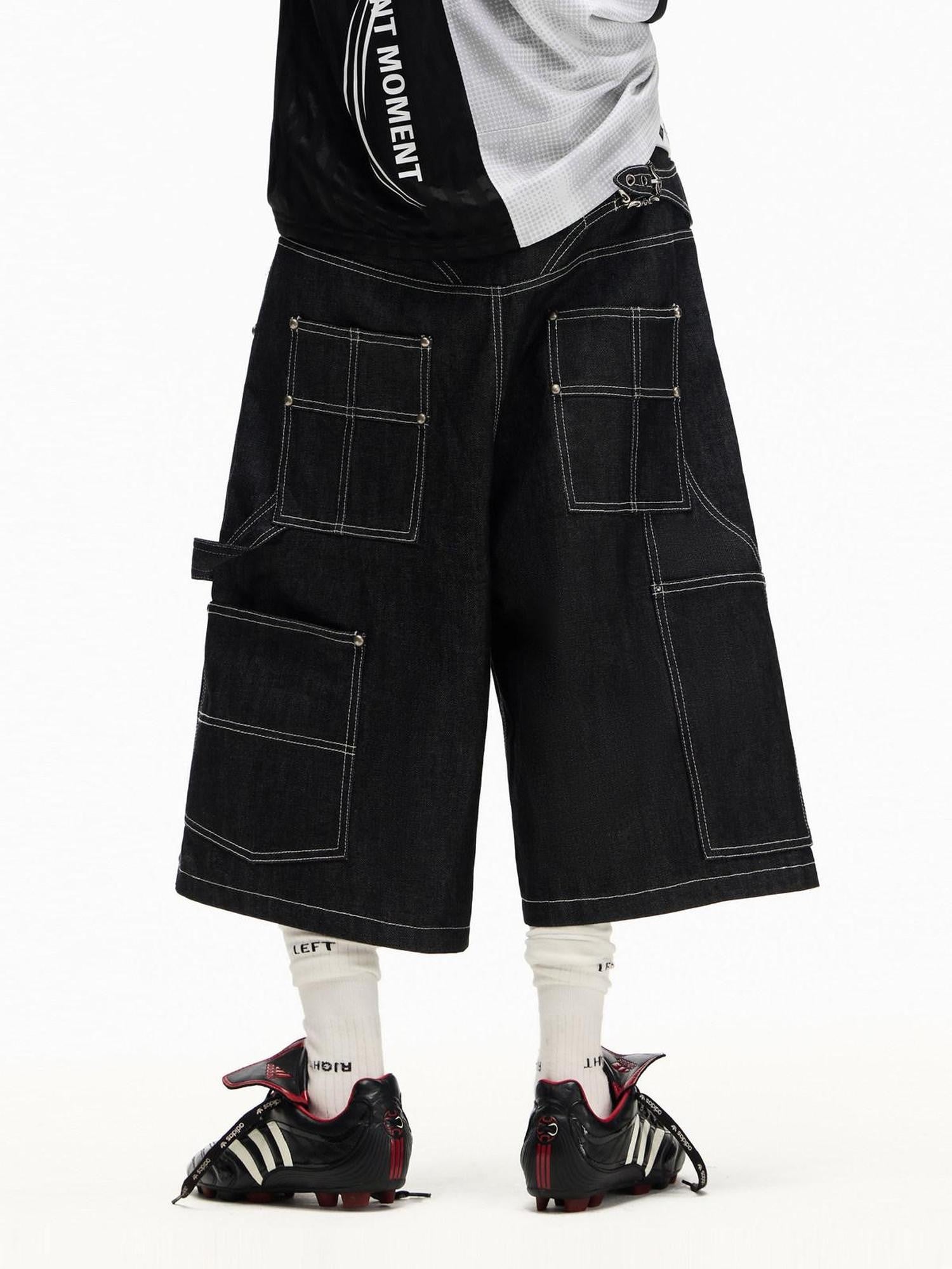 PEOPLESENSE Red Selvage Patchwork Laser Print Button Fly Women&