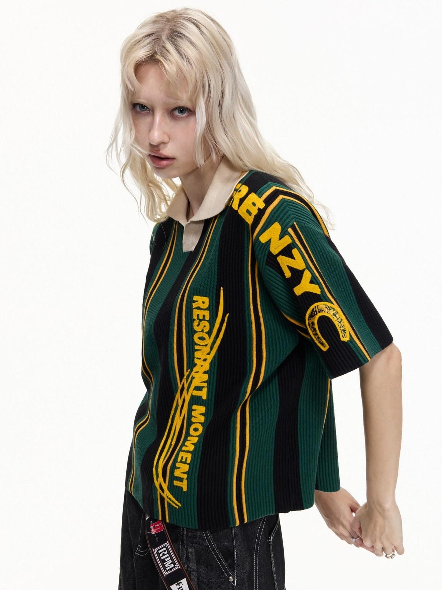 PEOPLESENSE Retro Jersey Embroidered Textured Knit Women&
