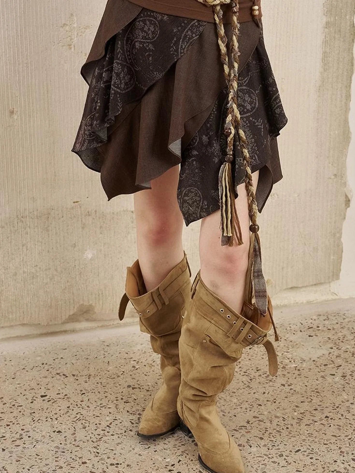 Paisley Patchwork Wave Hem A Line Skirt