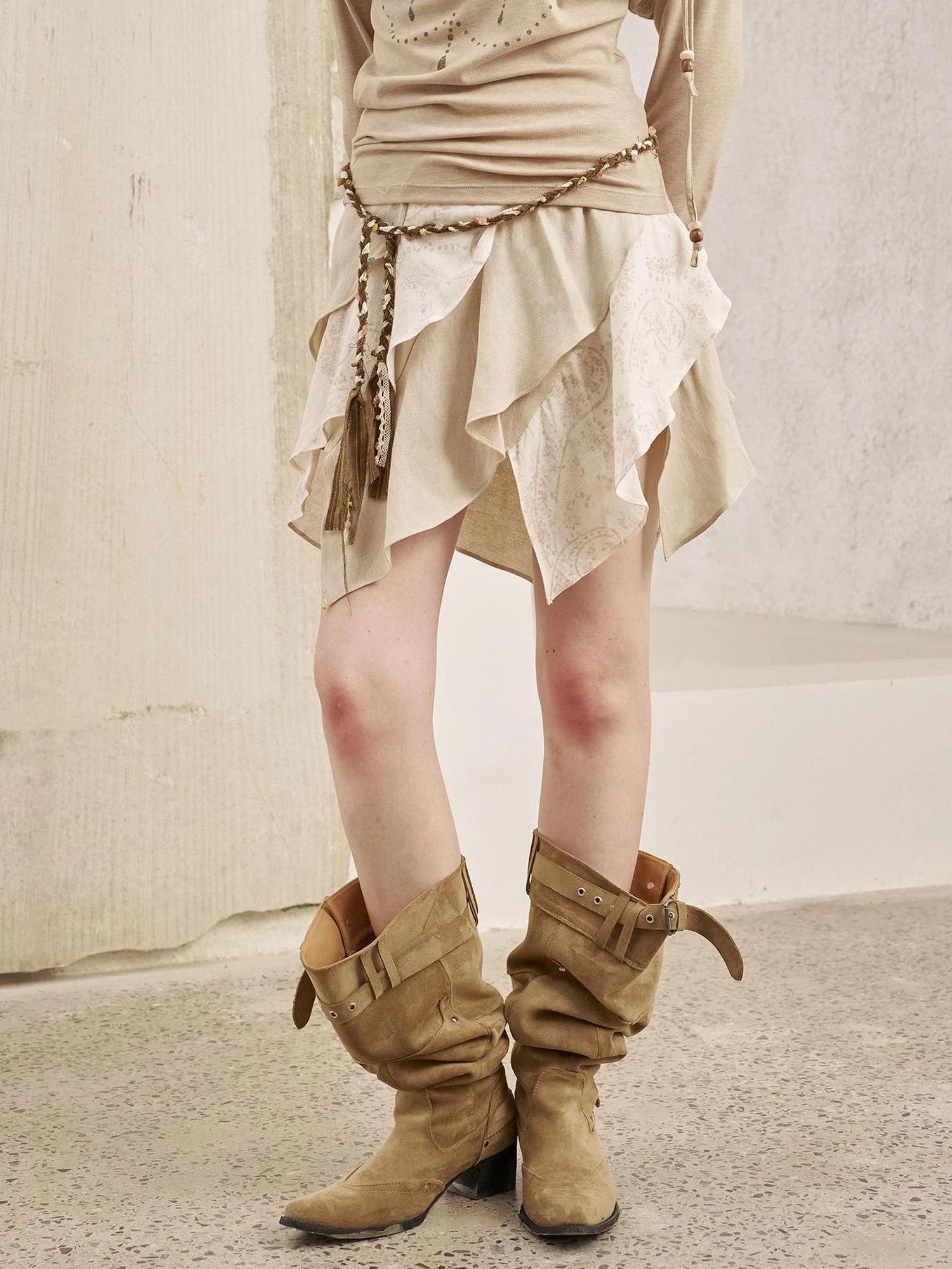 Paisley Patchwork Wave Hem A Line Skirt