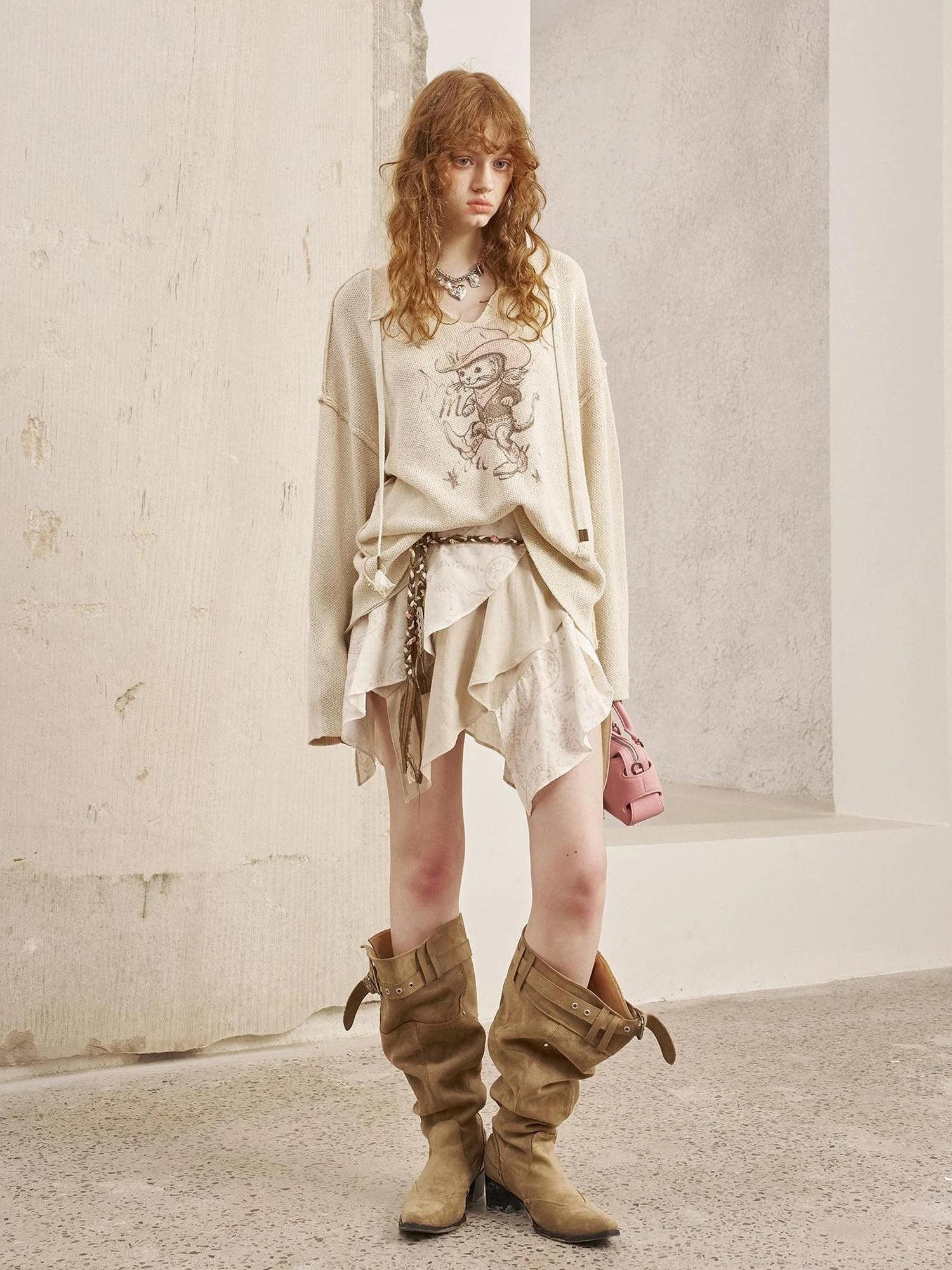 Paisley Patchwork Wave Hem A Line Skirt