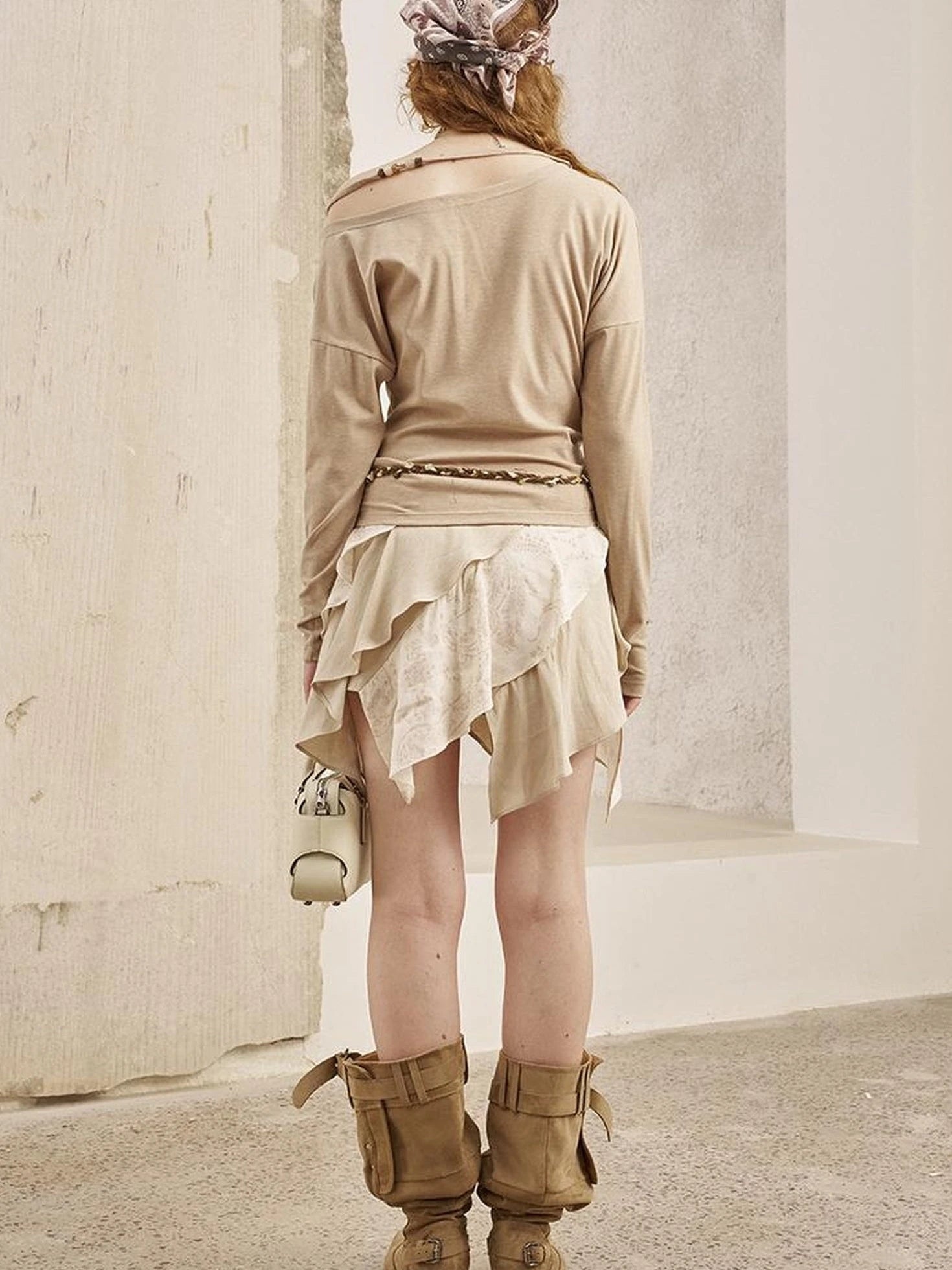 Paisley Patchwork Wave Hem A Line Skirt