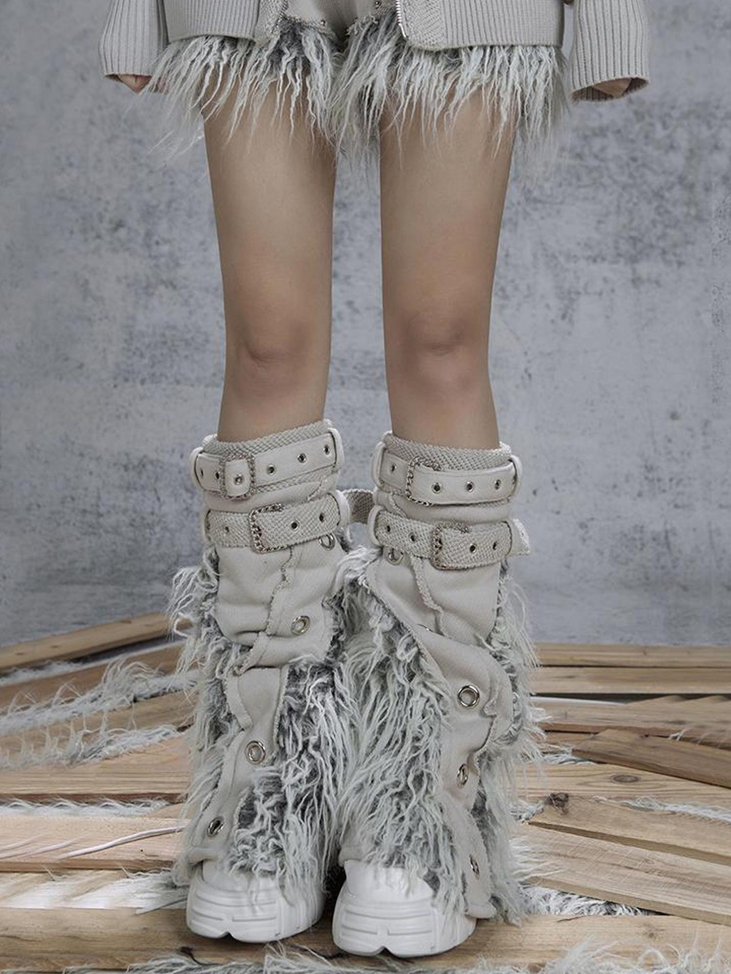ARIADNAw Patchwork Wool Punk Shorts Deer Velvet Street Edge
