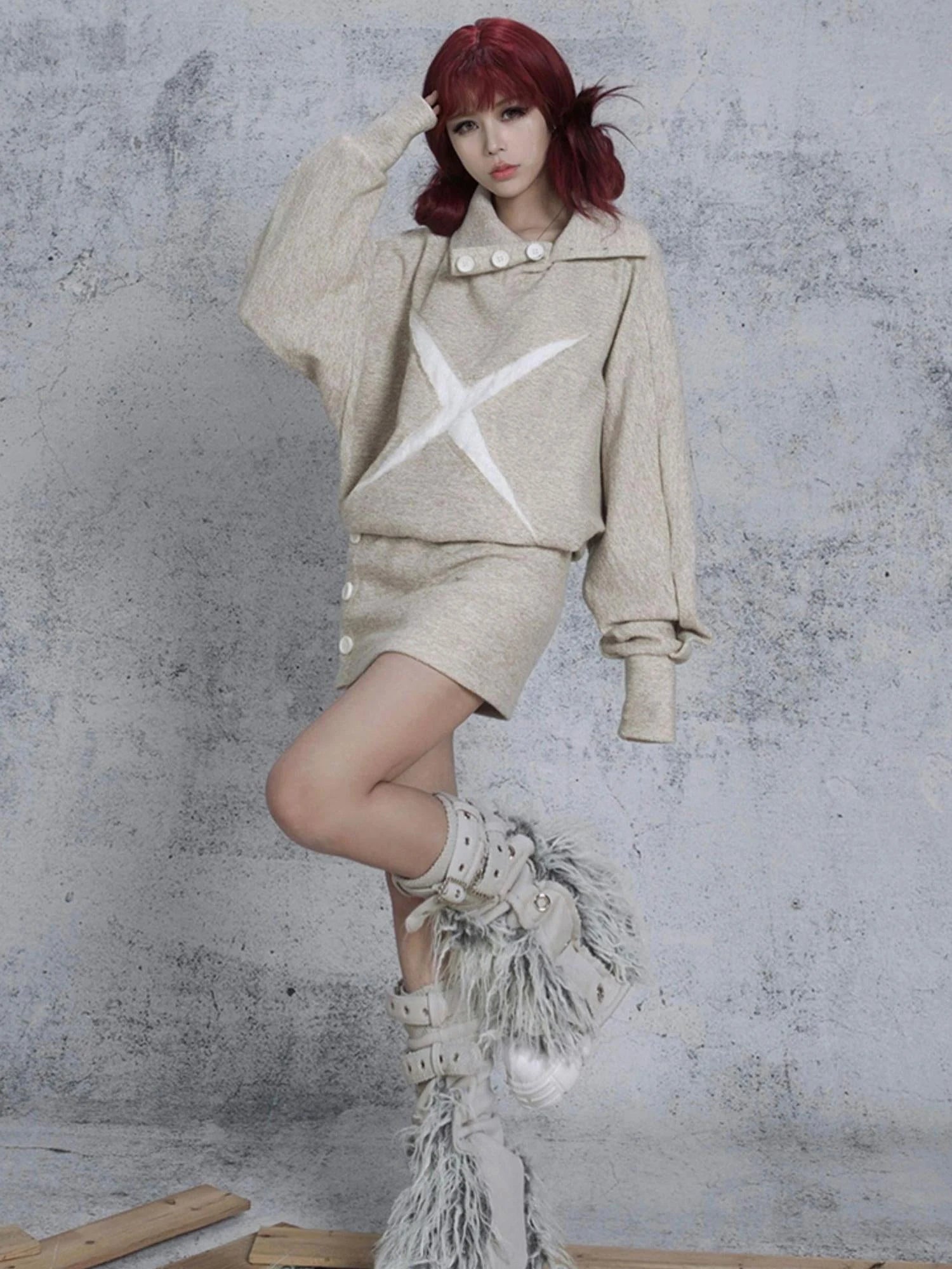 Patchwork Wool Punk Shorts Deer Velvet Street Edge