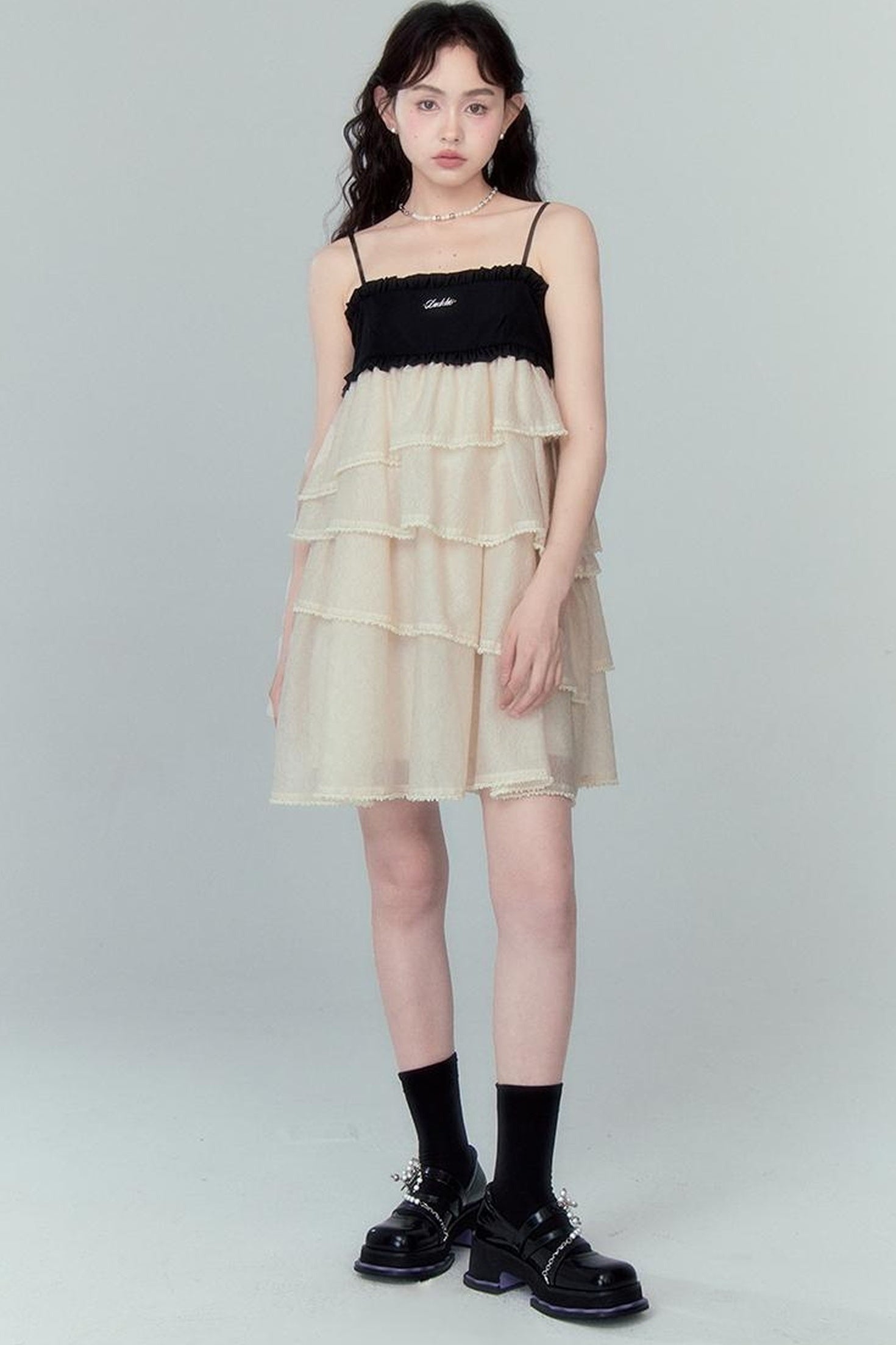 DIDDI MODA Pearl Tiered Mini Dress