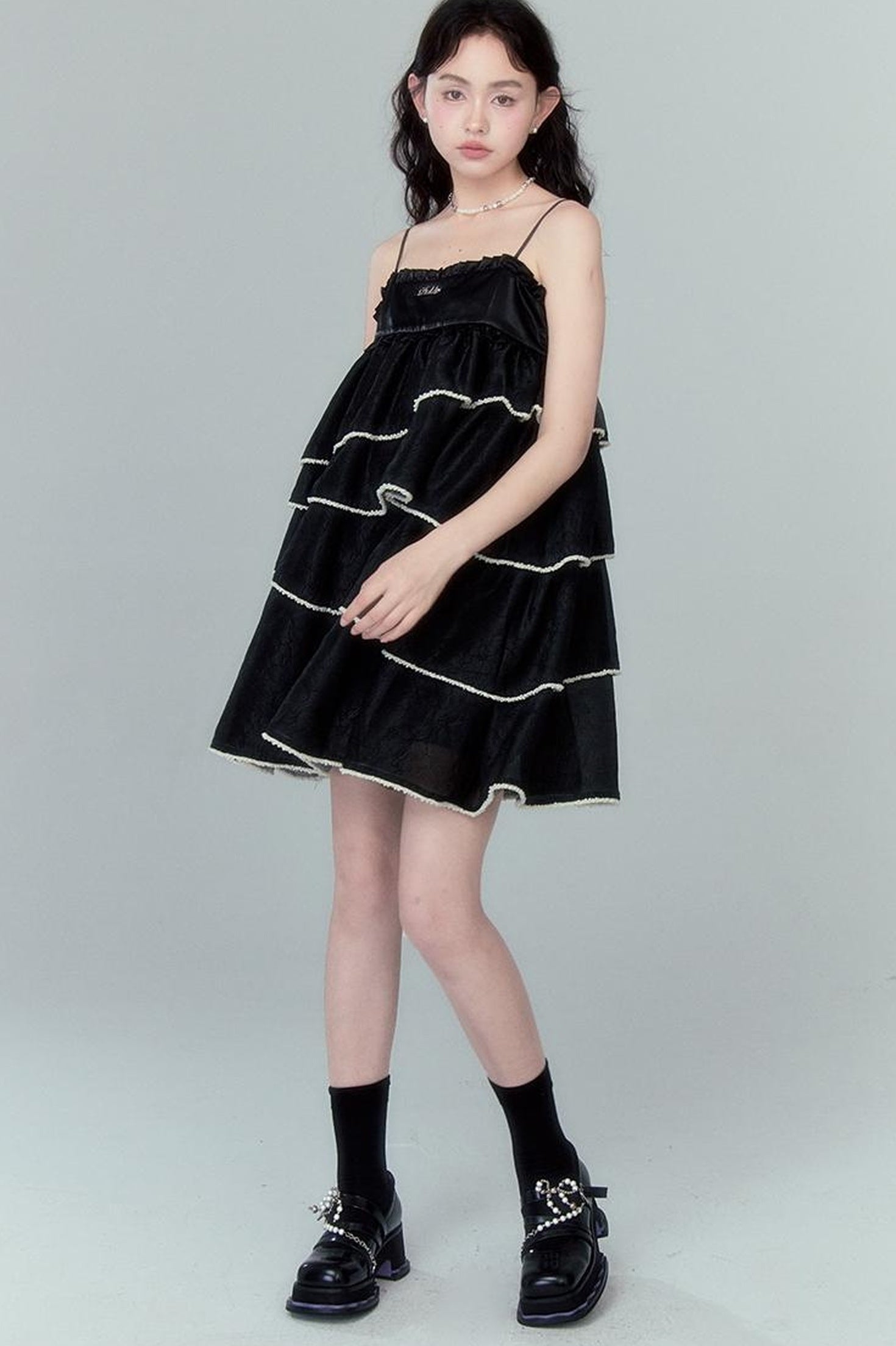 DIDDI MODA Pearl Tiered Mini Dress