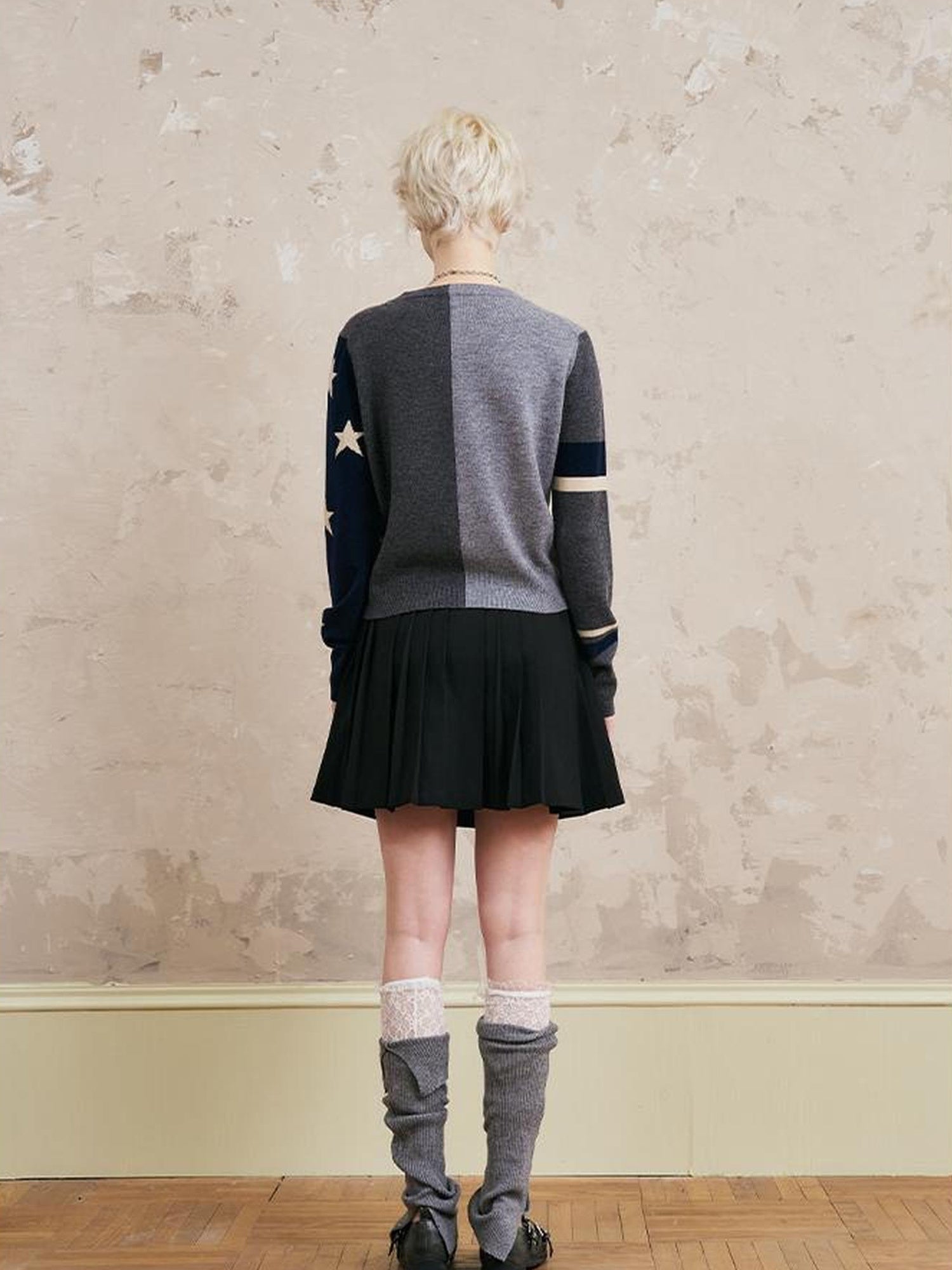 DIDDI MODA Penguin Patch Asymmetrical Knit Cardigan