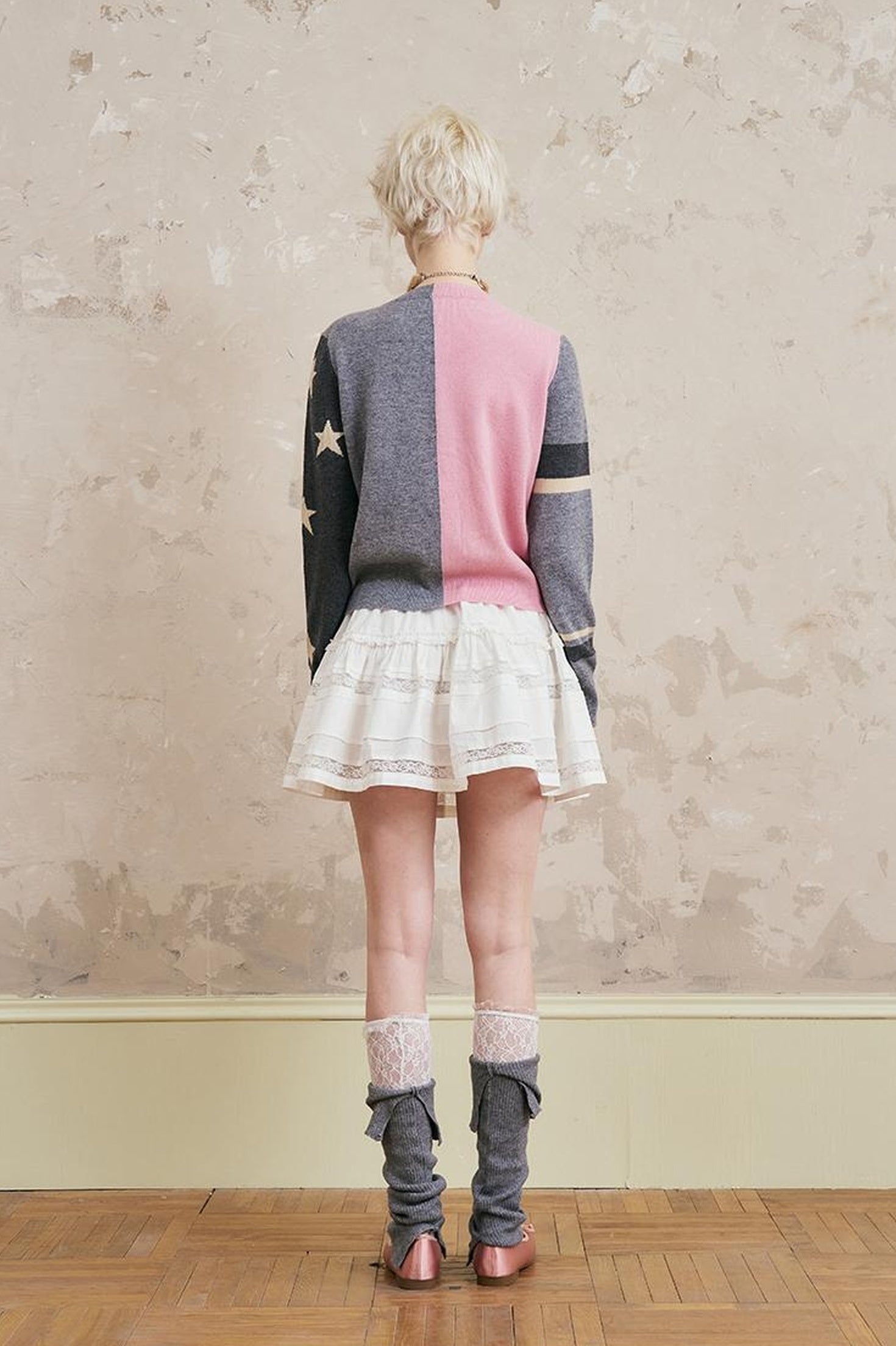 DIDDI MODA Penguin Patch Asymmetrical Knit Cardigan
