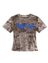Pinecone Velvet Tee Retro Print Slim Fit Short Sleeve