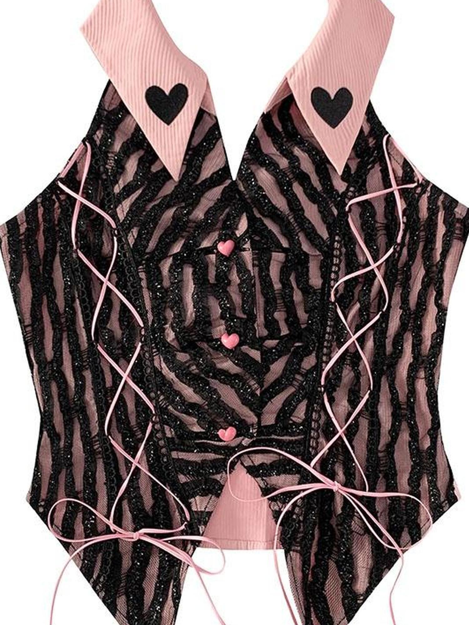 WSW WUSHENWU Pink Backless Satin Camisole Top