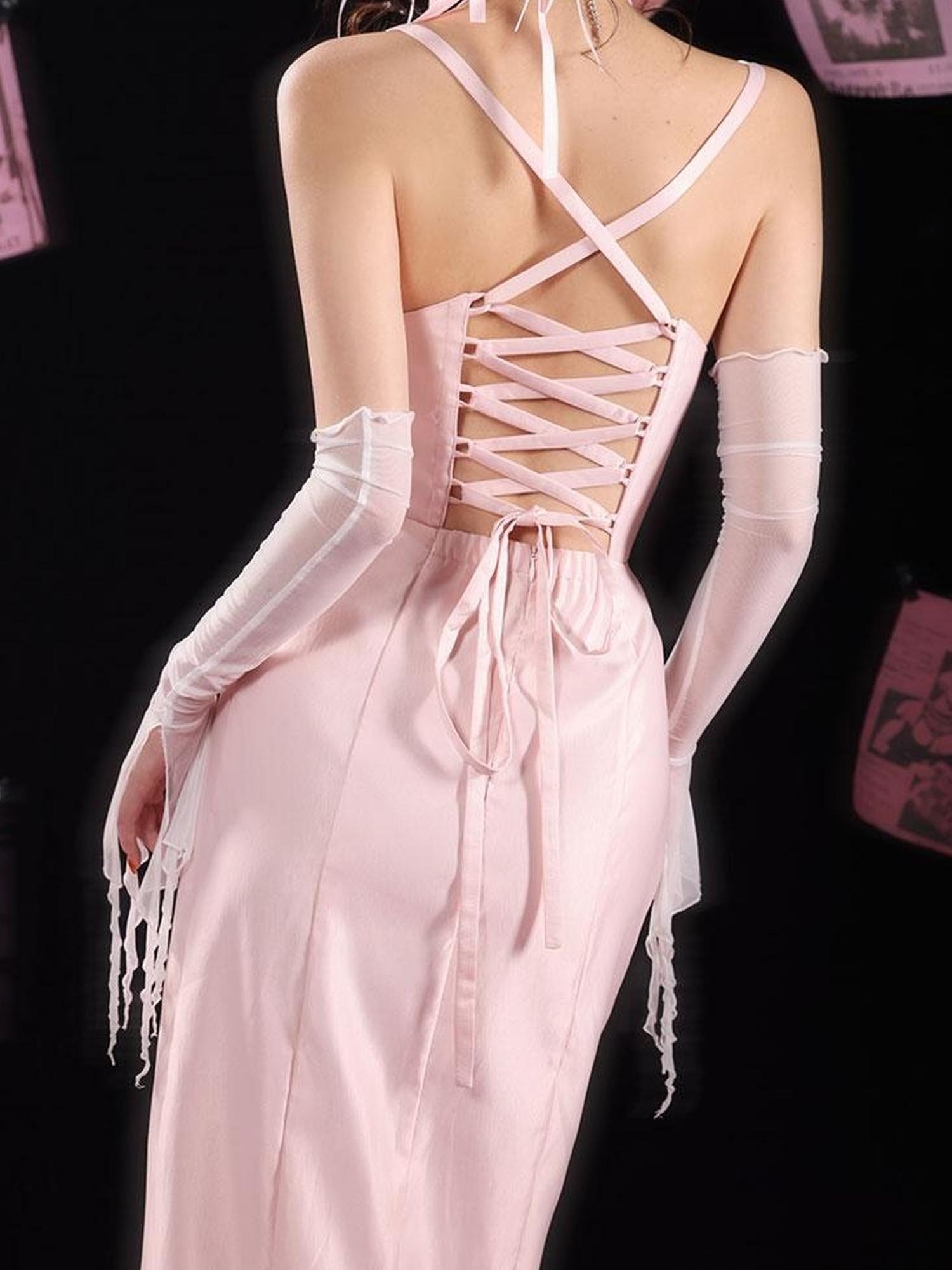 WSW WUSHENWU Pink Bow French Mini Dream Dress