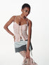 Slim Glitter Leopard Lace Trim Knit Camisole