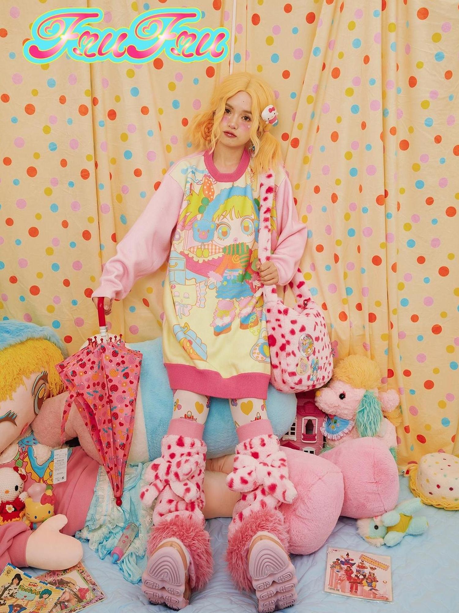 Frufru Gulu Pink Leopard Faux Fur Crossbody Bag With Brooch